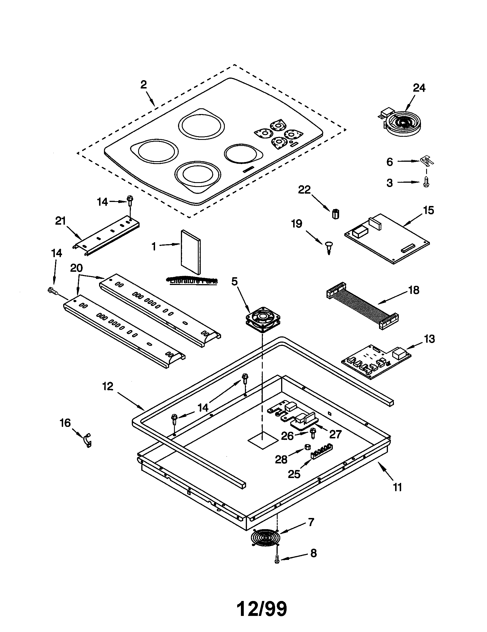 KitchenAid KECC508GWH1 cooktop diagram
