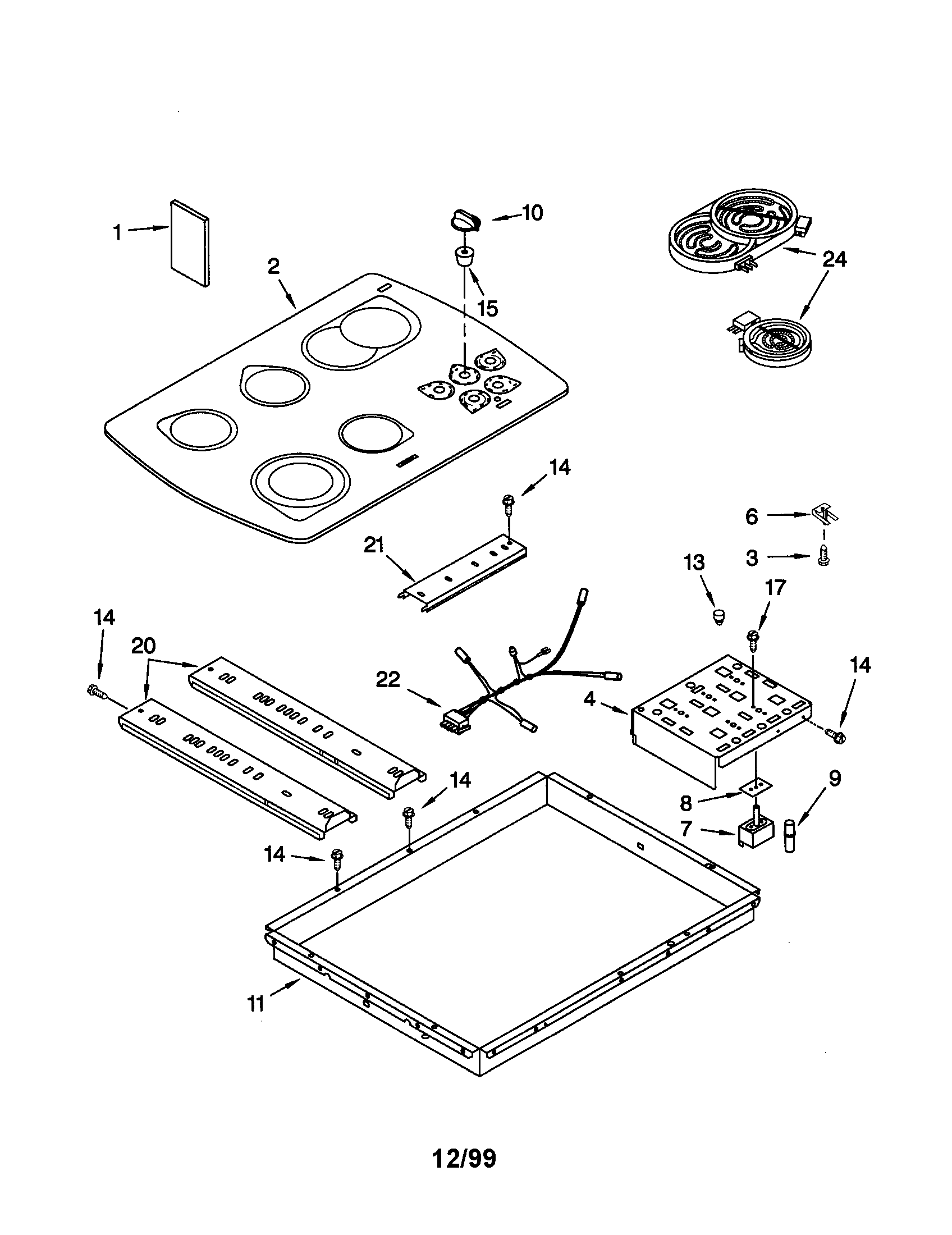 KitchenAid KECC567GAL1 cooktop diagram