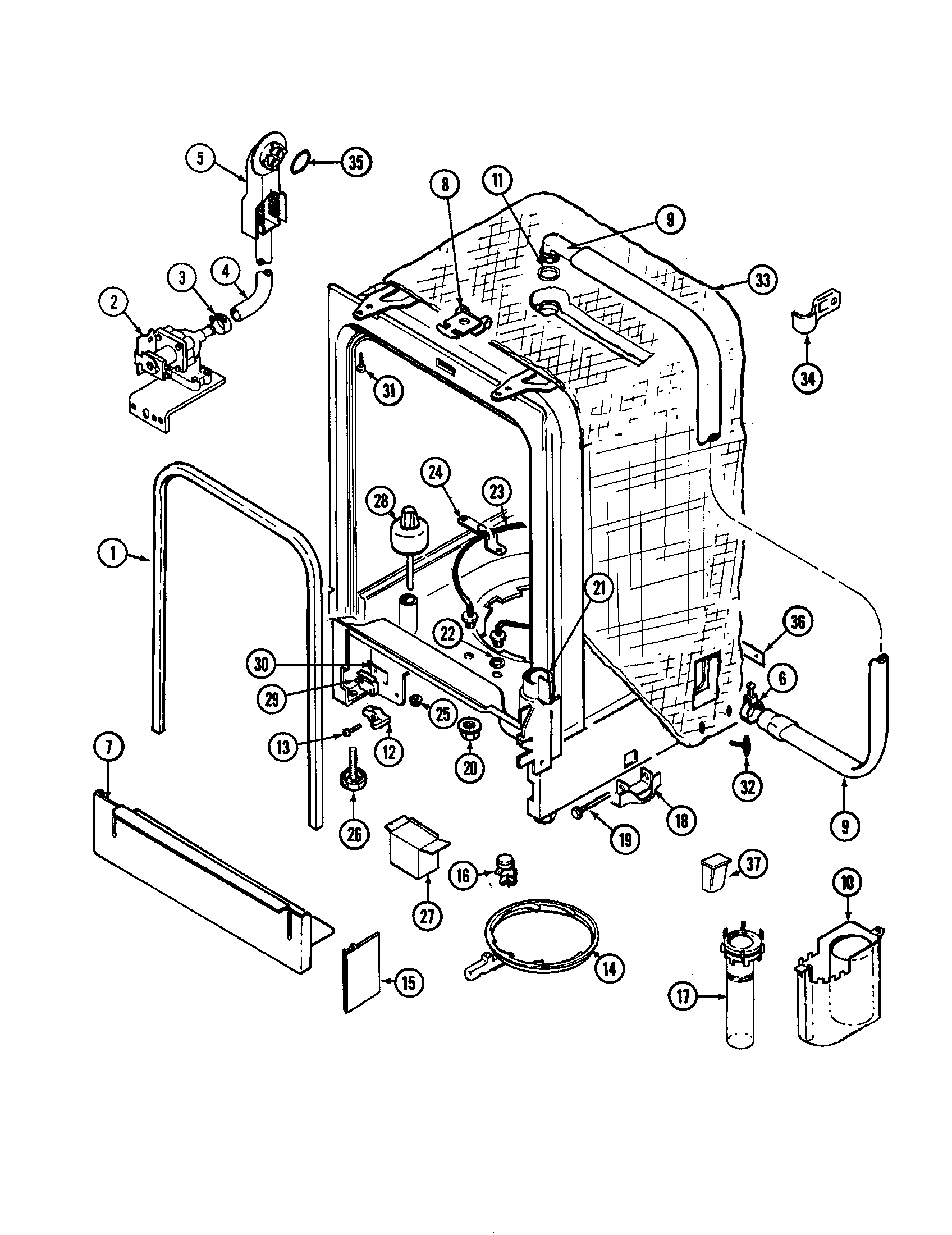 Maytag MCD4100AWE tub diagram