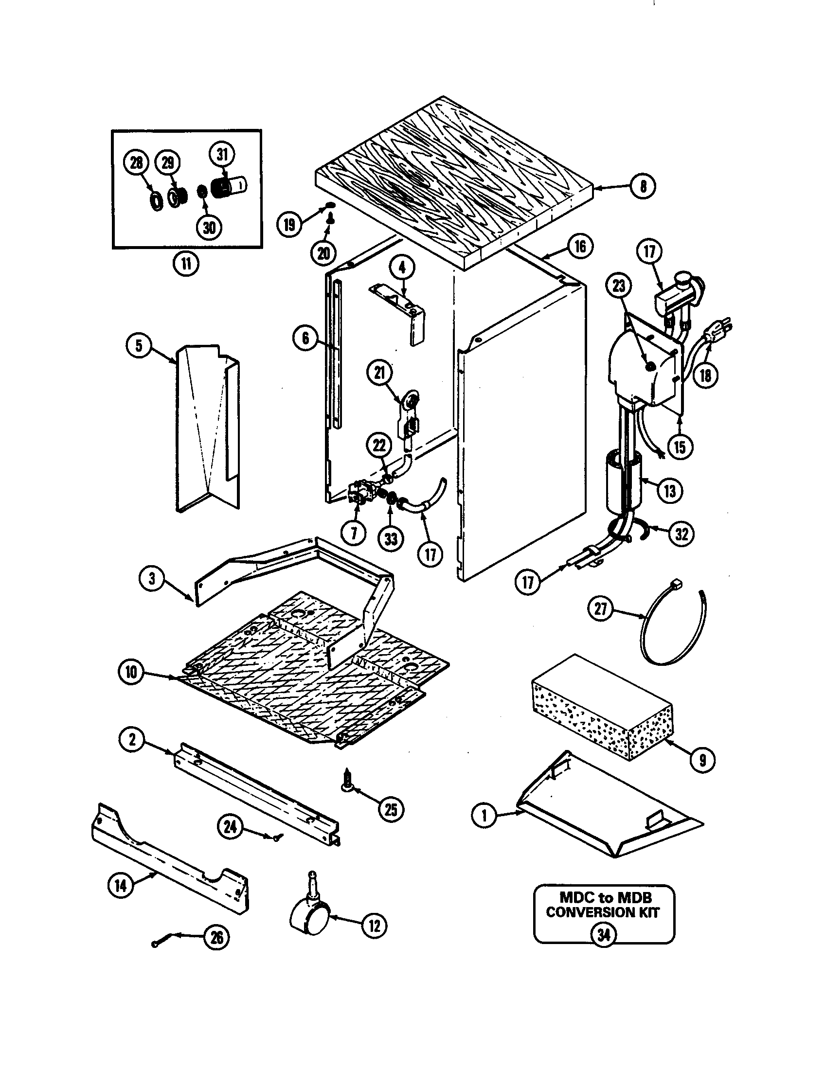 Maytag MCD4100AWE cabinet and coupler assembly diagram