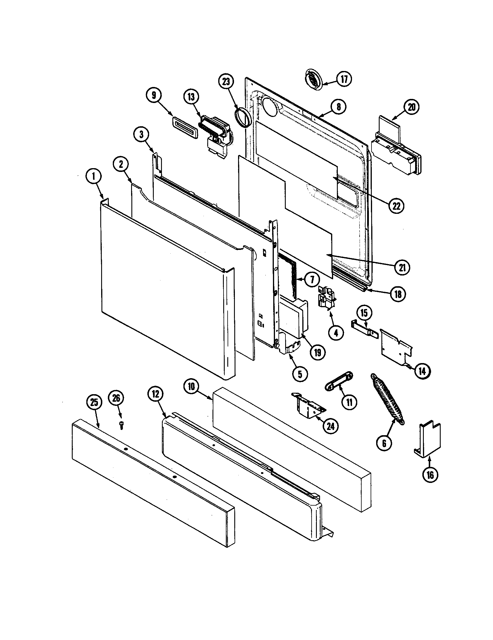 Jenn-Air JDB6510AWF door diagram