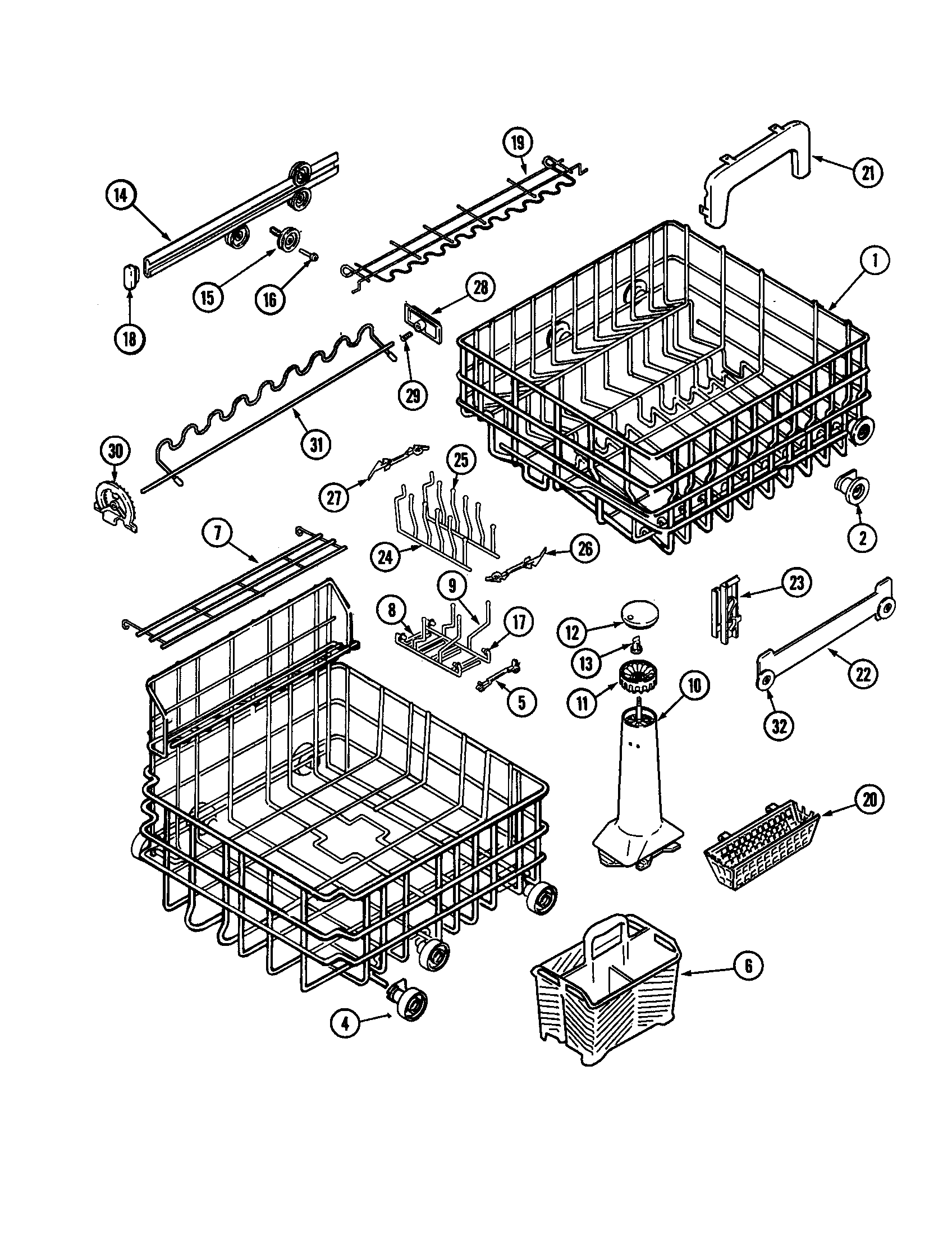 Jenn-Air JDB6510AWF track and rack assembly diagram