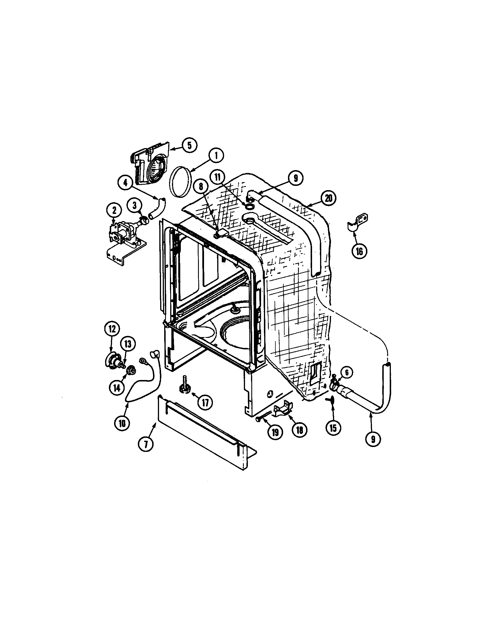 Jenn-Air JDB6510AWF outer tub diagram