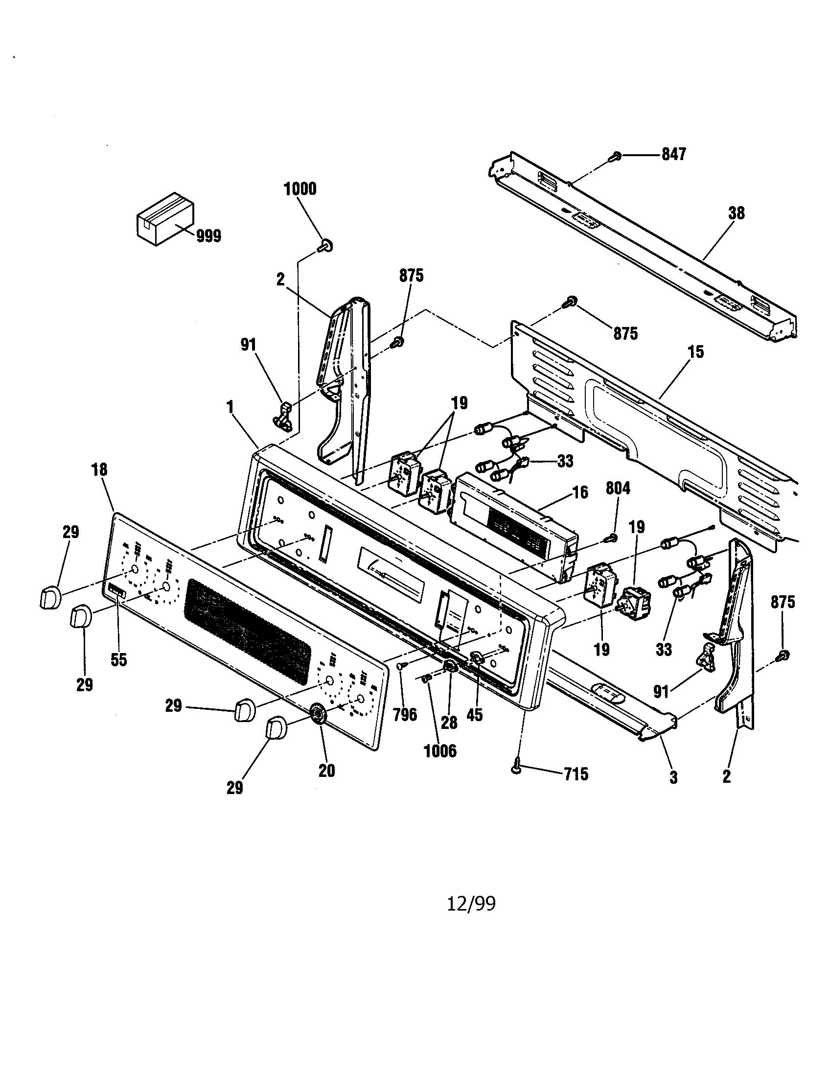 Kenmore 91199002990 backguard(91199003990) diagram