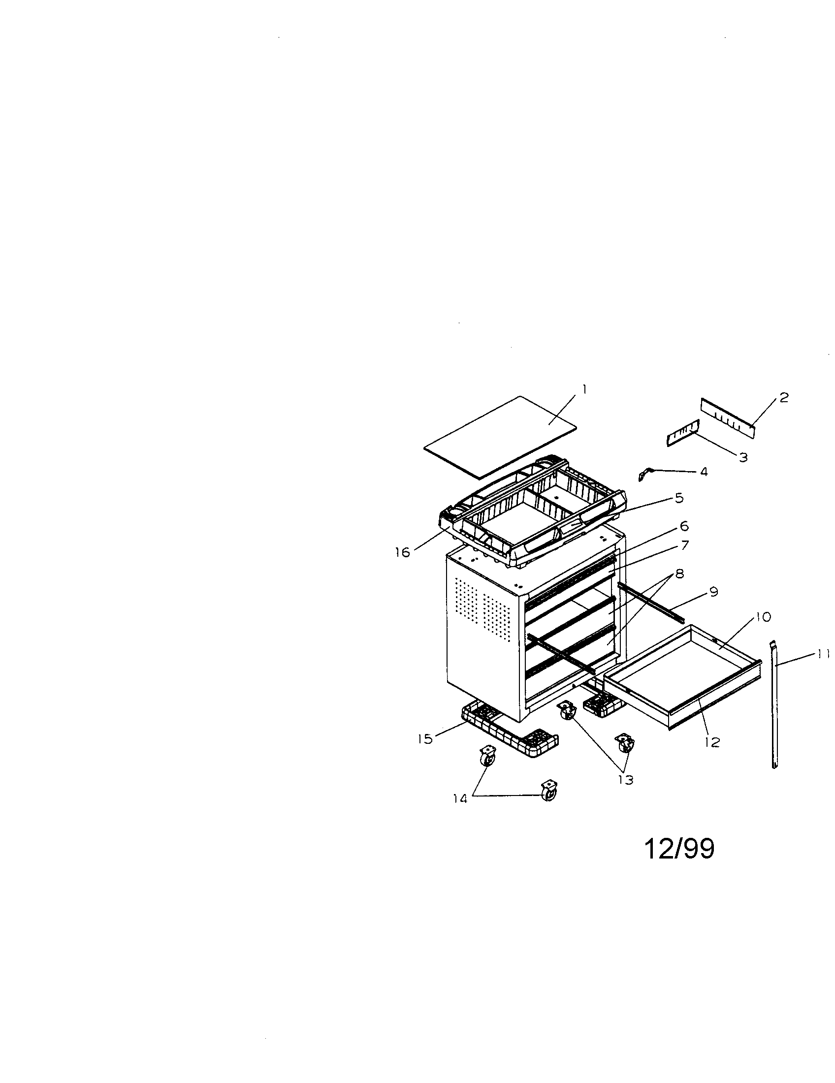 Craftsman 706654930 5 drawer project center diagram