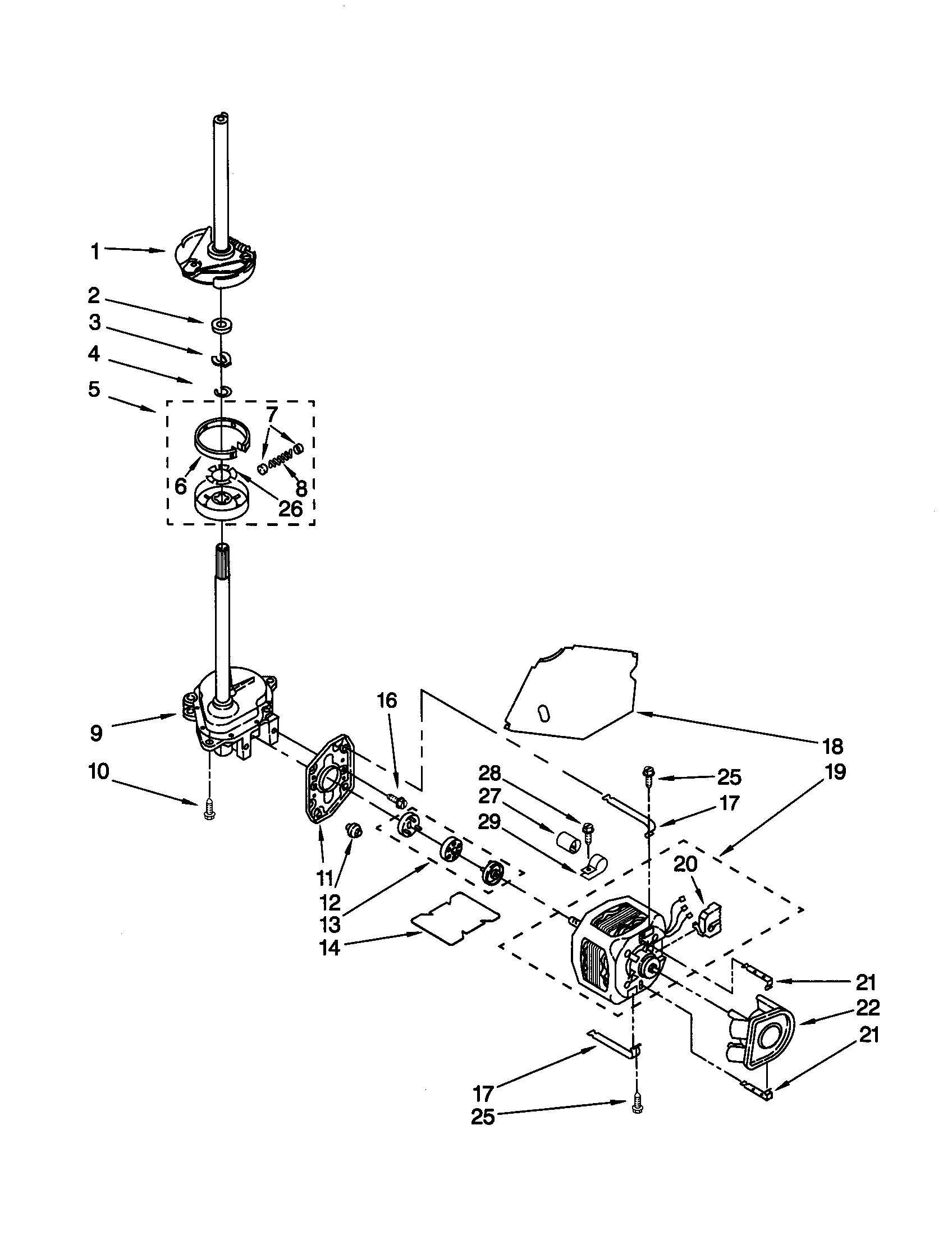 Kenmore 11020642990 brake/clutch/gearcase/motor/pump diagram