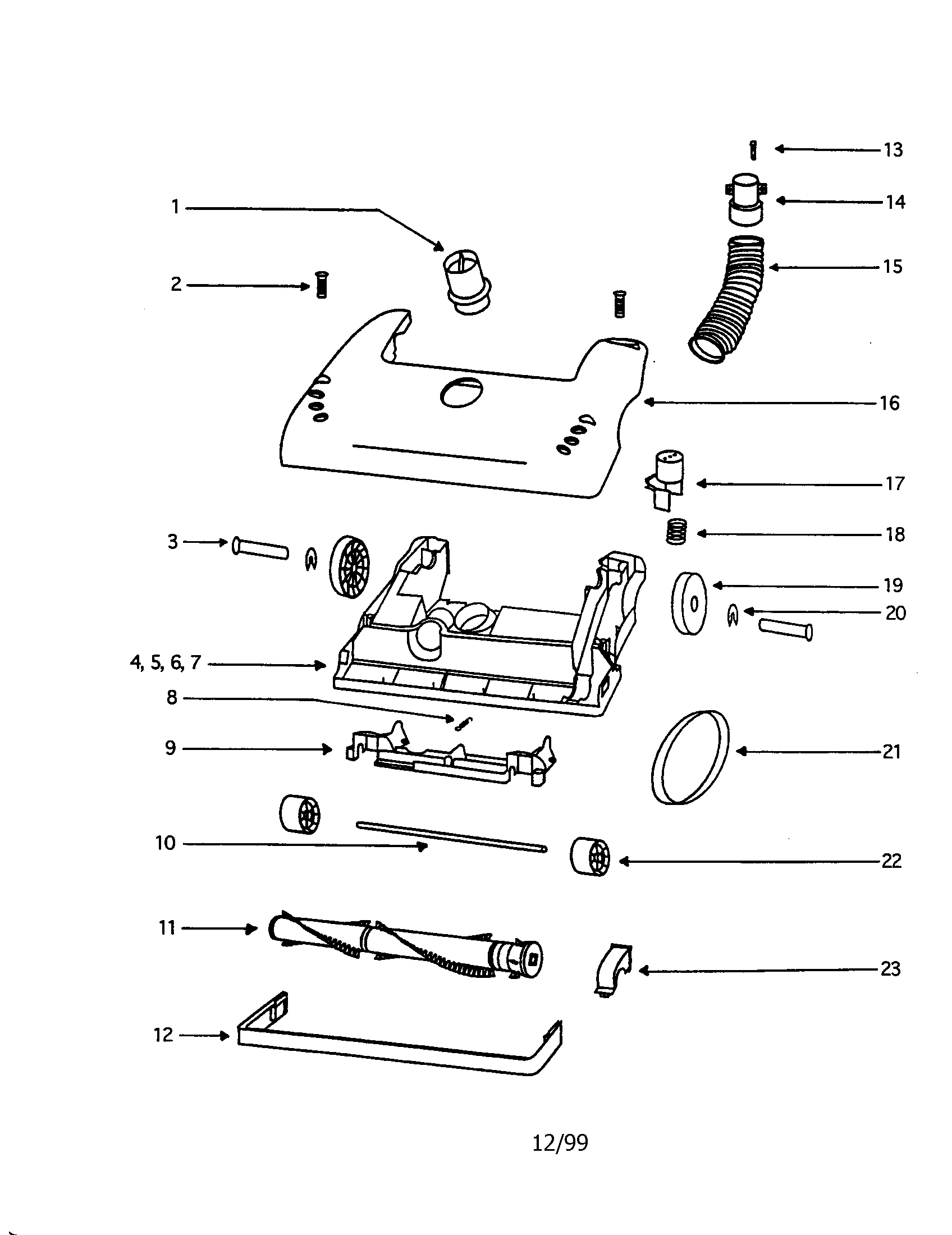 Eureka 4473AT hood assembly diagram