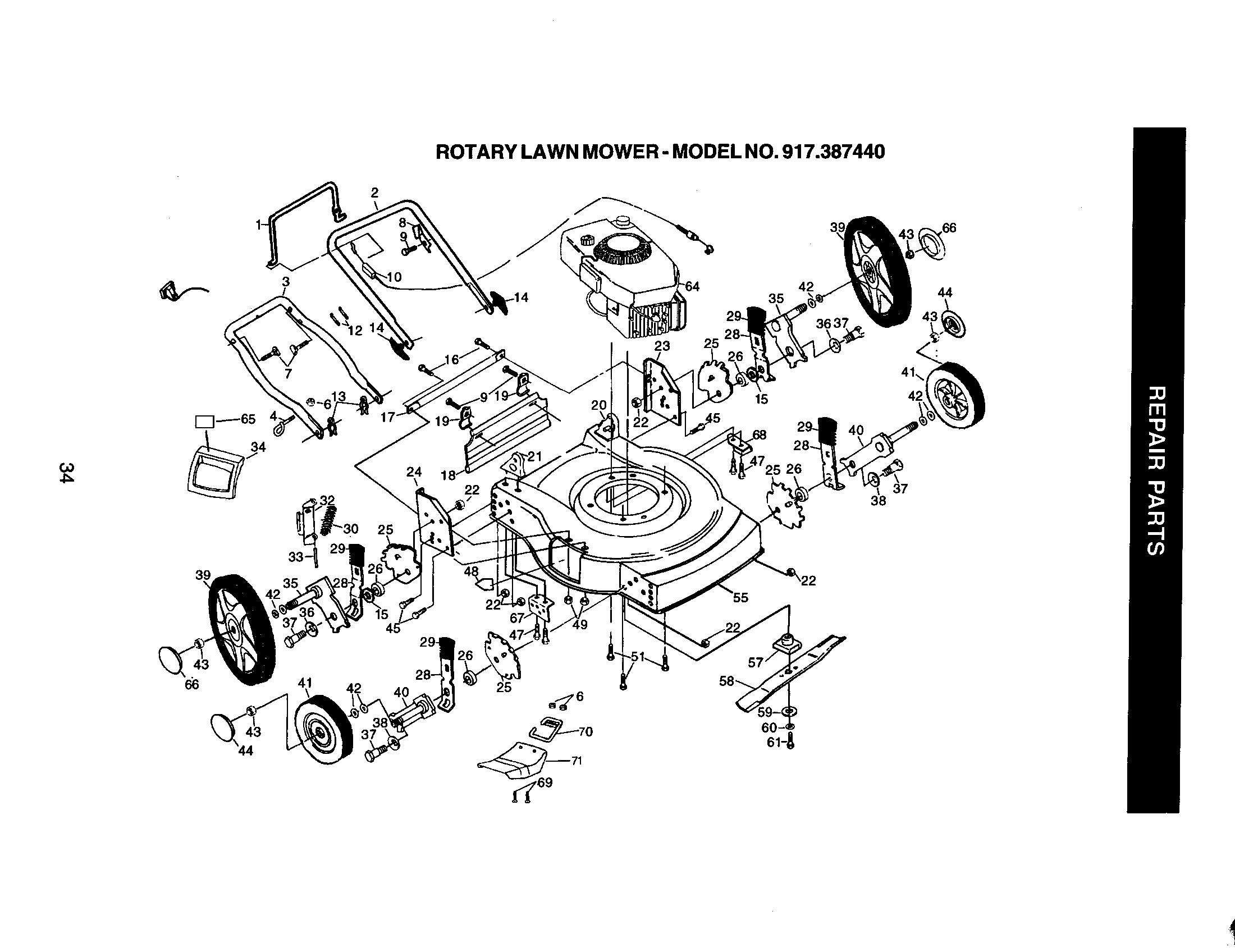 Craftsman 917387440 lawn mower diagram