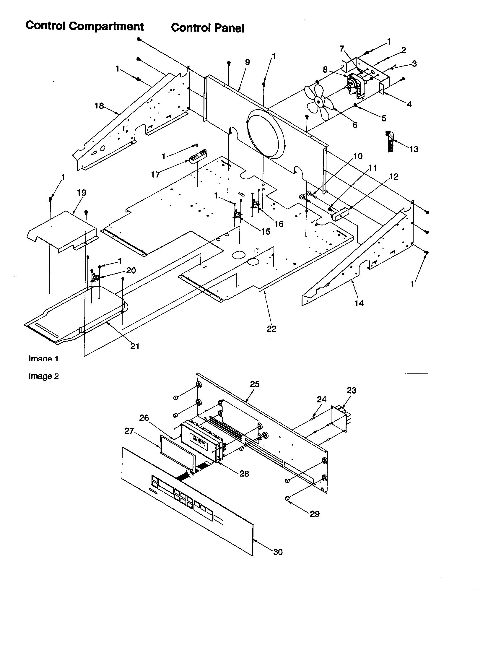Amana AOES2730E-P1132367NE control compartment/control panel diagram