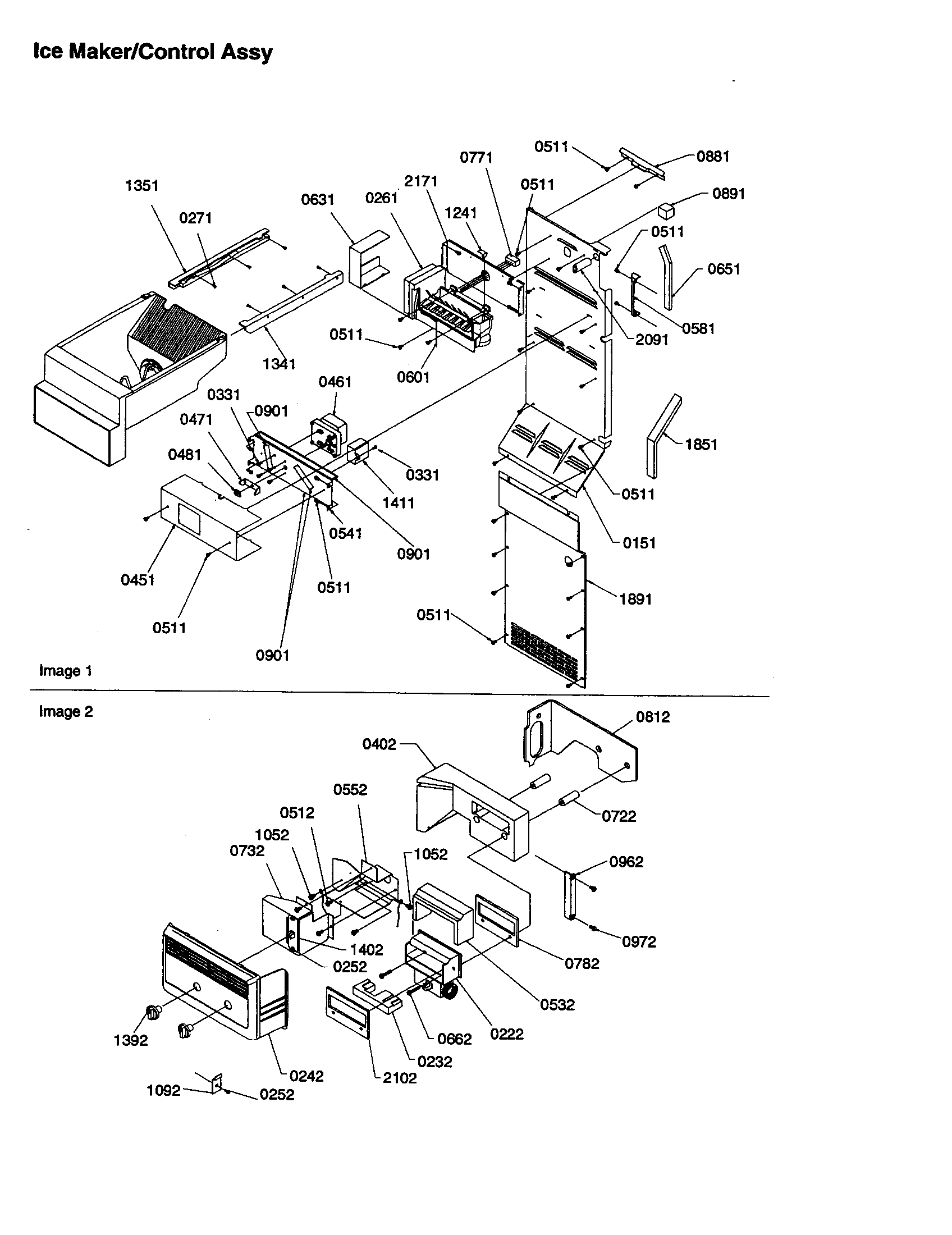 Amana SXD26VE-P1315202WE ice maker/control assembly diagram