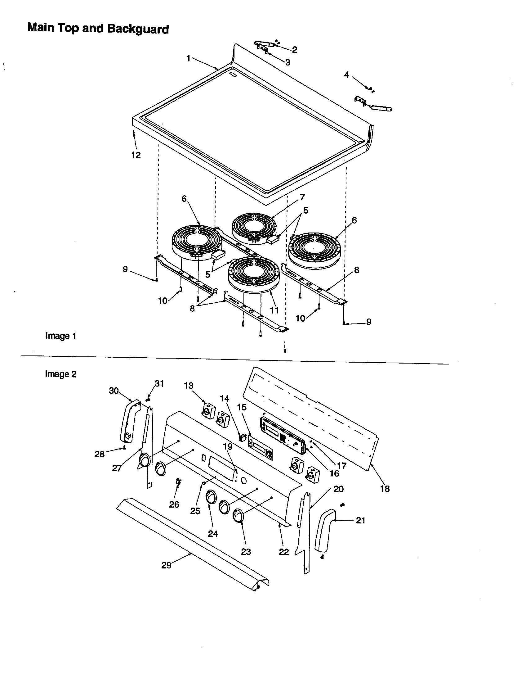 Amana ART6002L-P1143654NL main top and backguard diagram