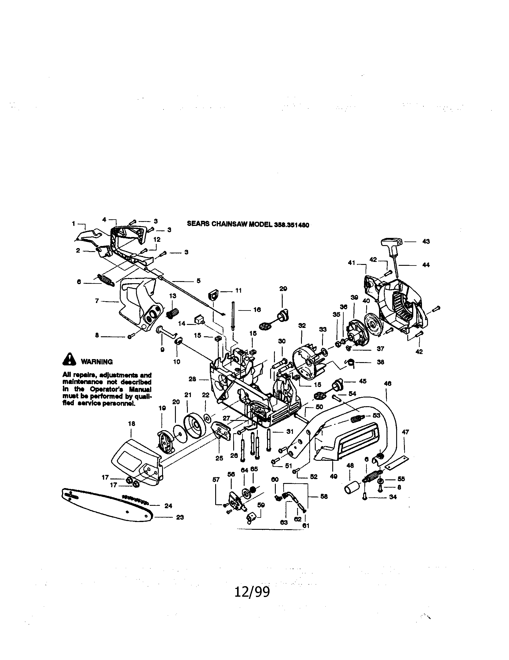 Craftsman 358351480 chainsaw diagram