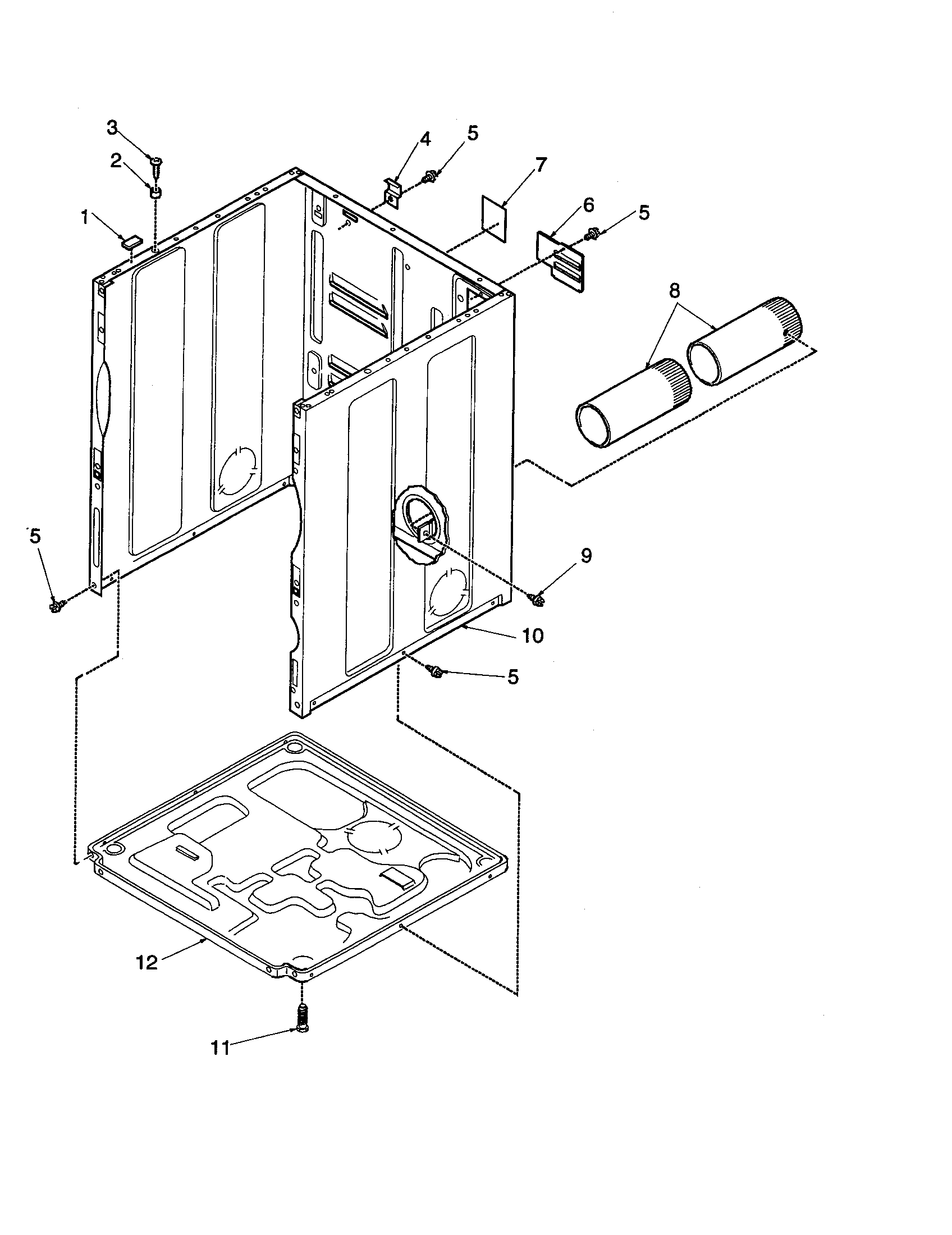 Amana LGD32AW-PLGD32AW cabinet and base diagram