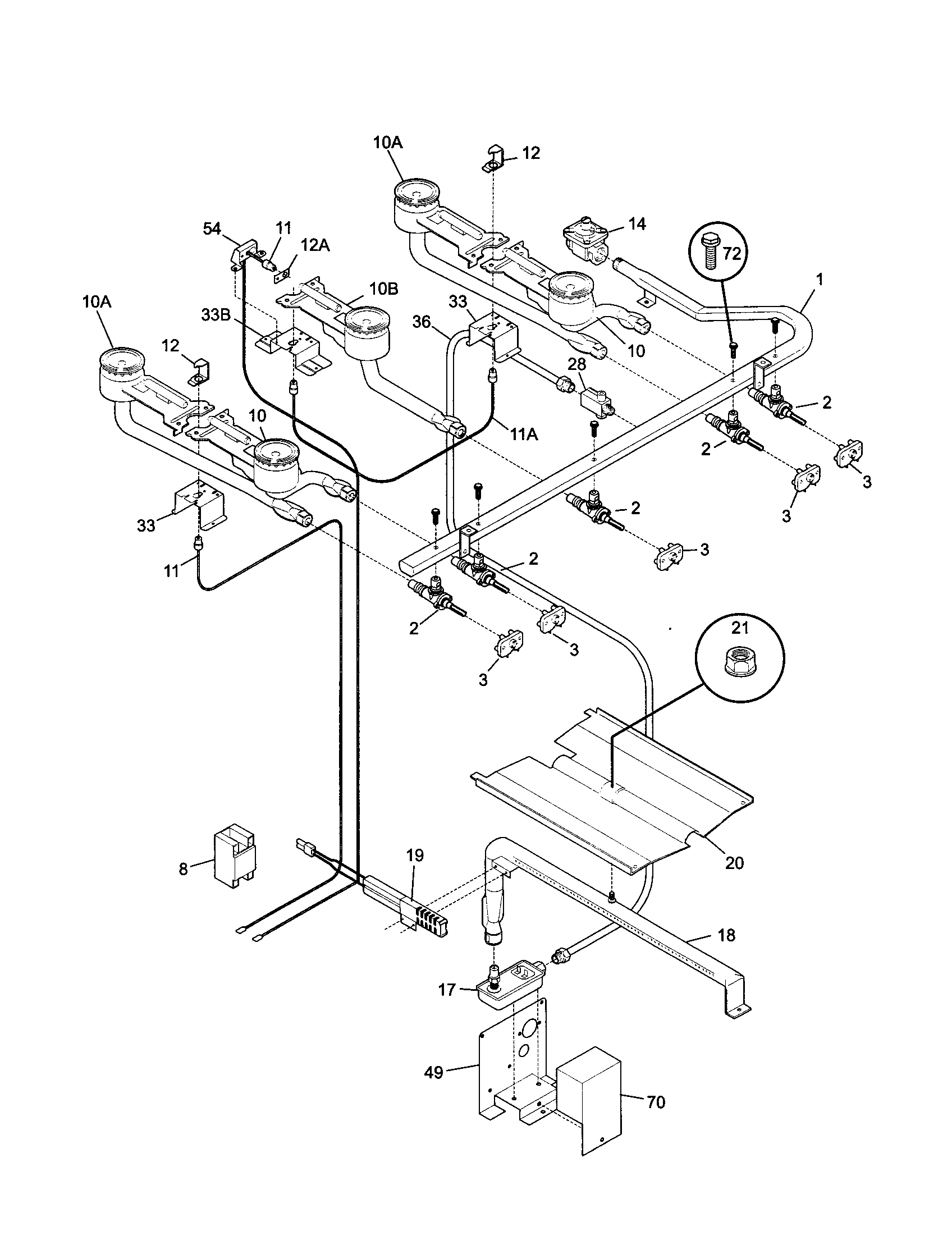 Tappan TGF605WFD4 burner diagram