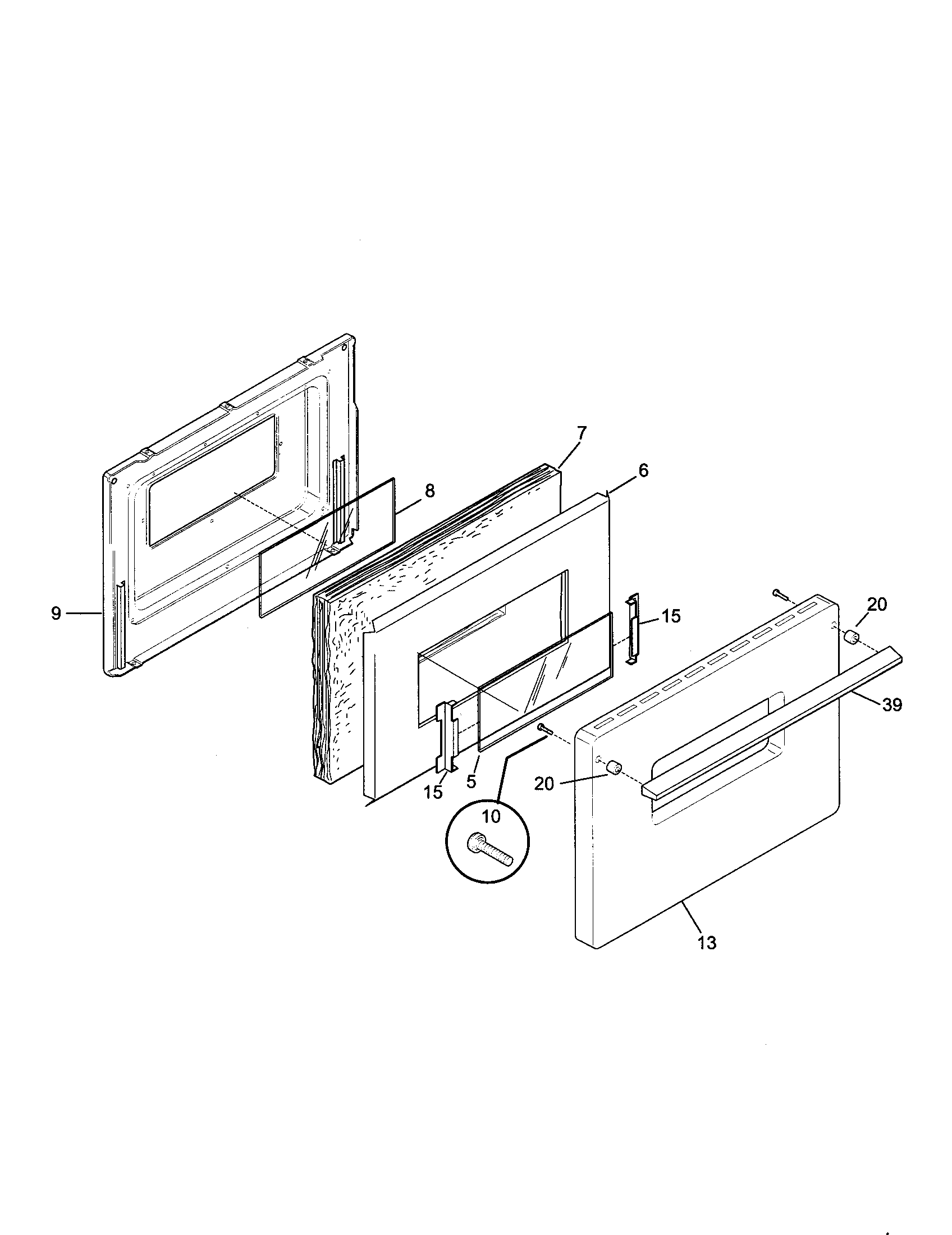 Tappan TGF605WFD4 door diagram