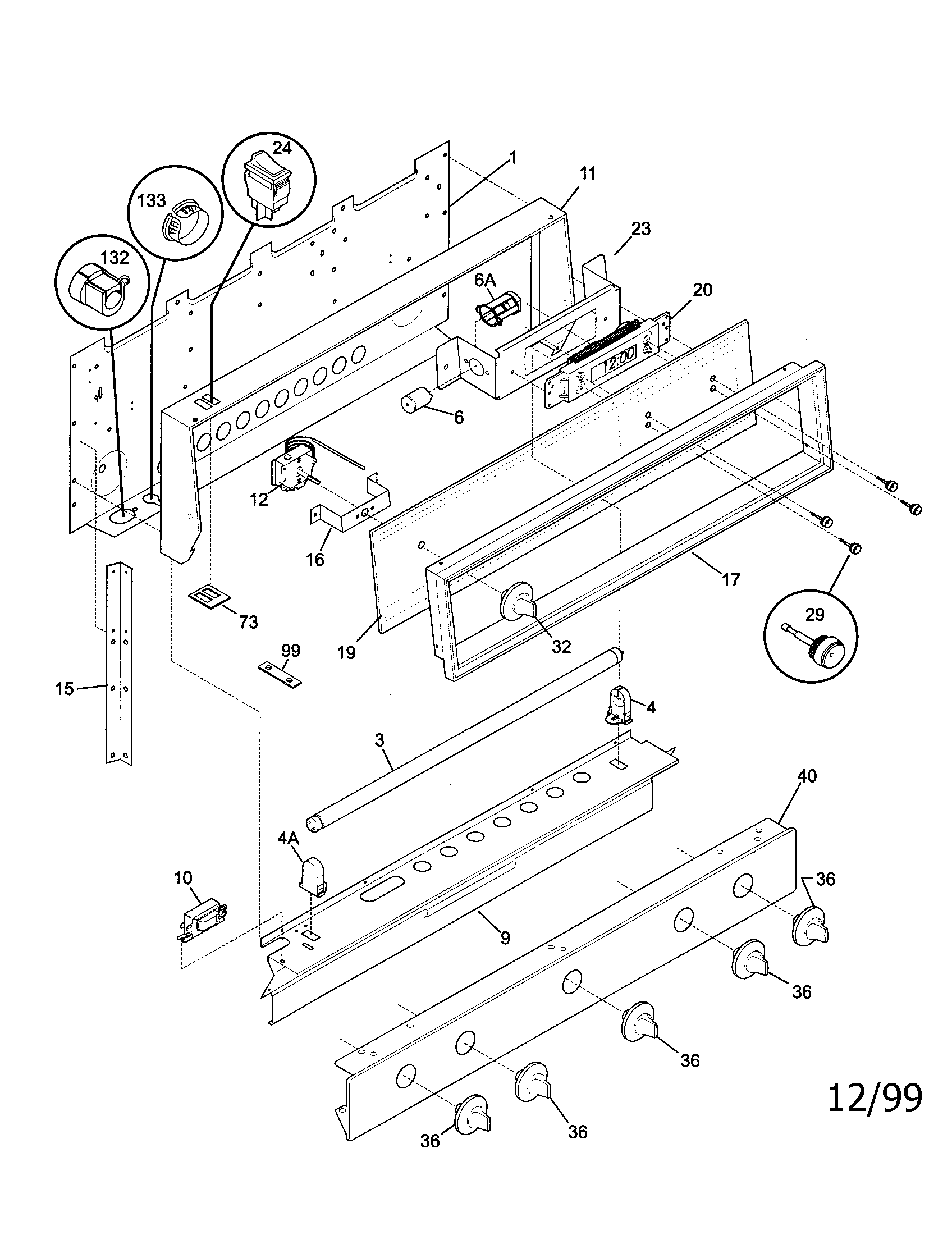 Tappan TGF645WFW5 backguard diagram