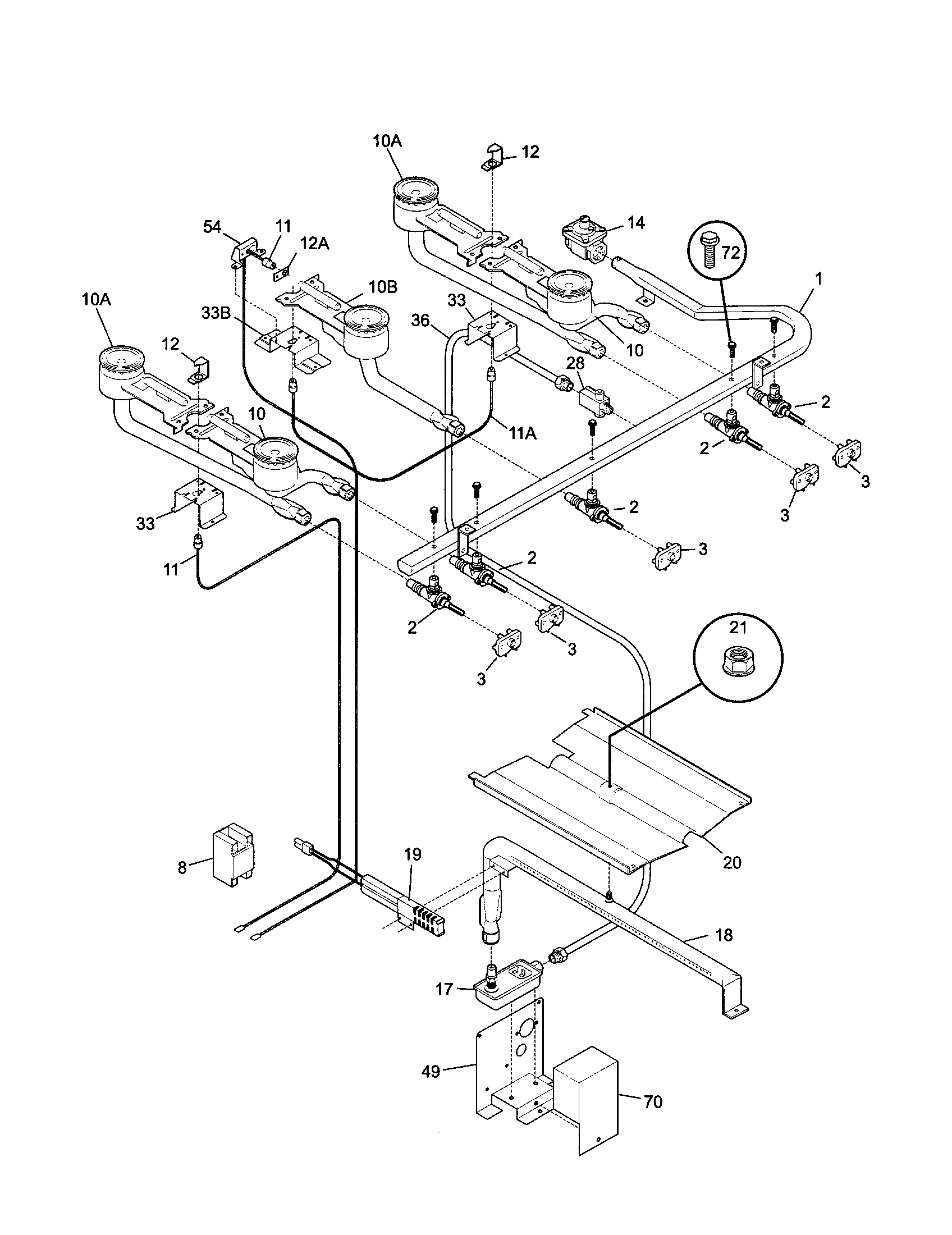 Tappan TGF645WFW5 burner diagram