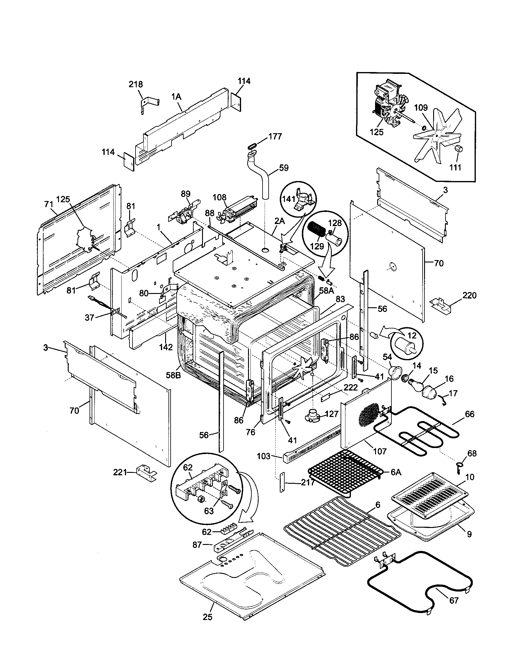 Frigidaire FED387CFSC body diagram