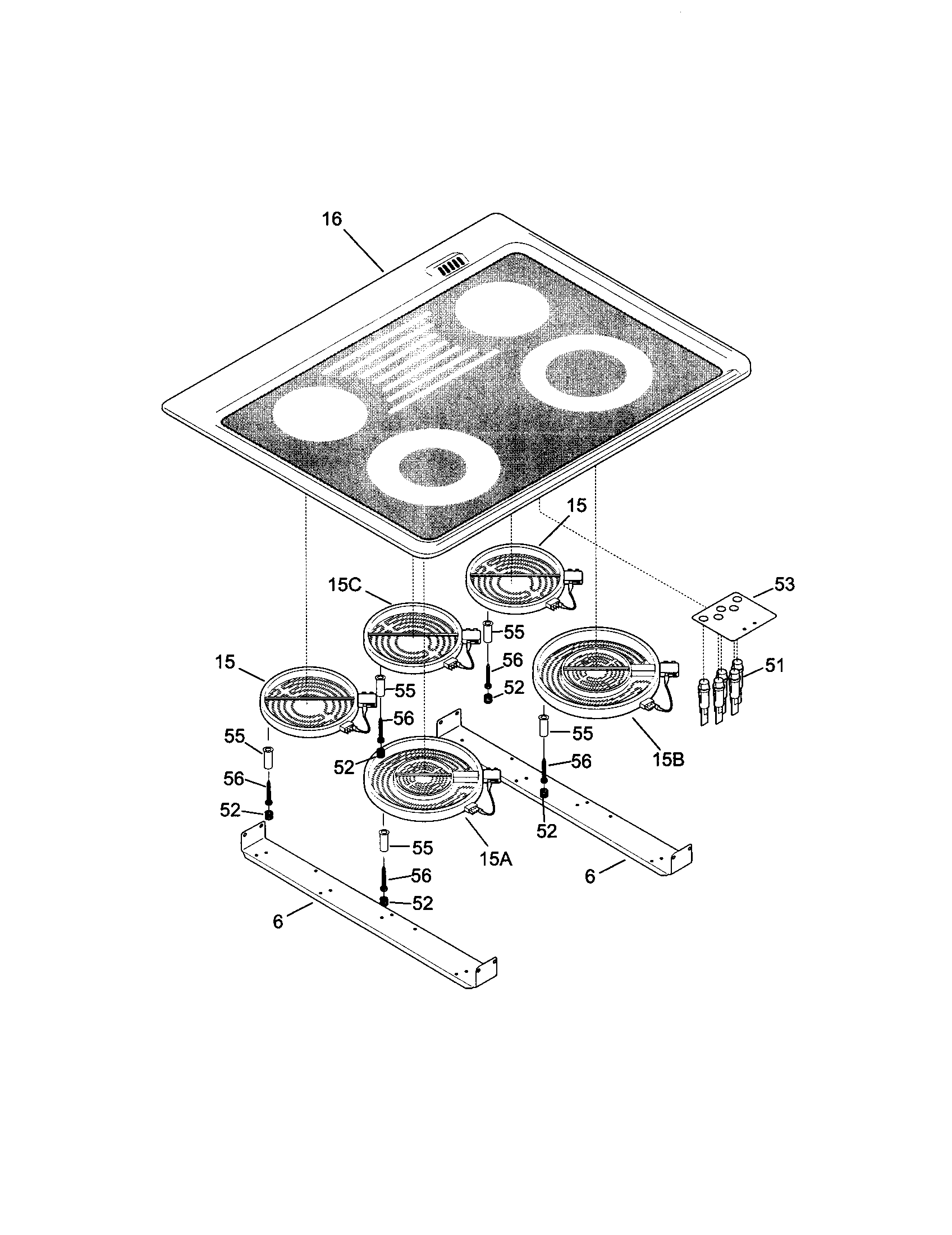 Frigidaire FED387CFSC top diagram