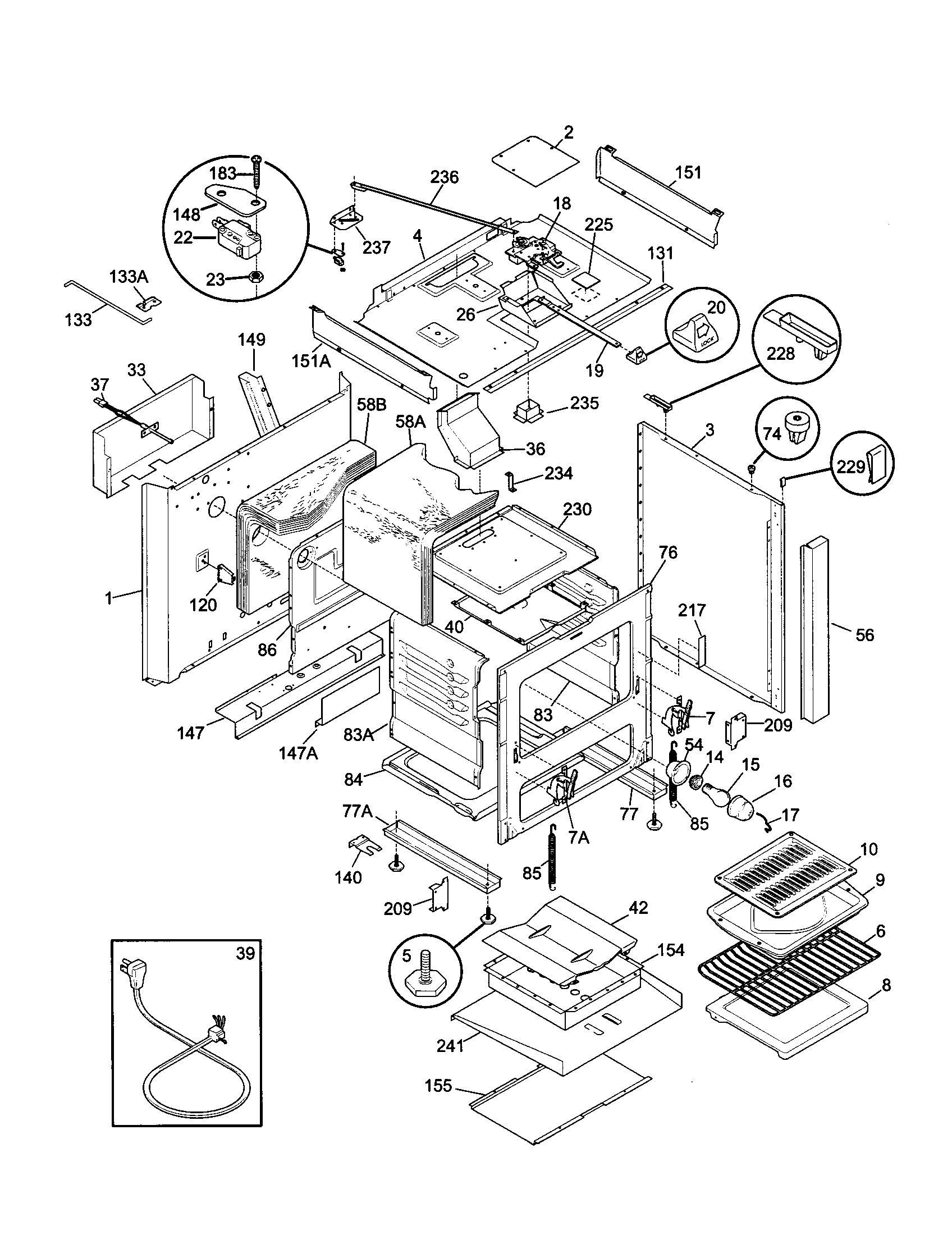 Tappan TGF657BFB3 body diagram