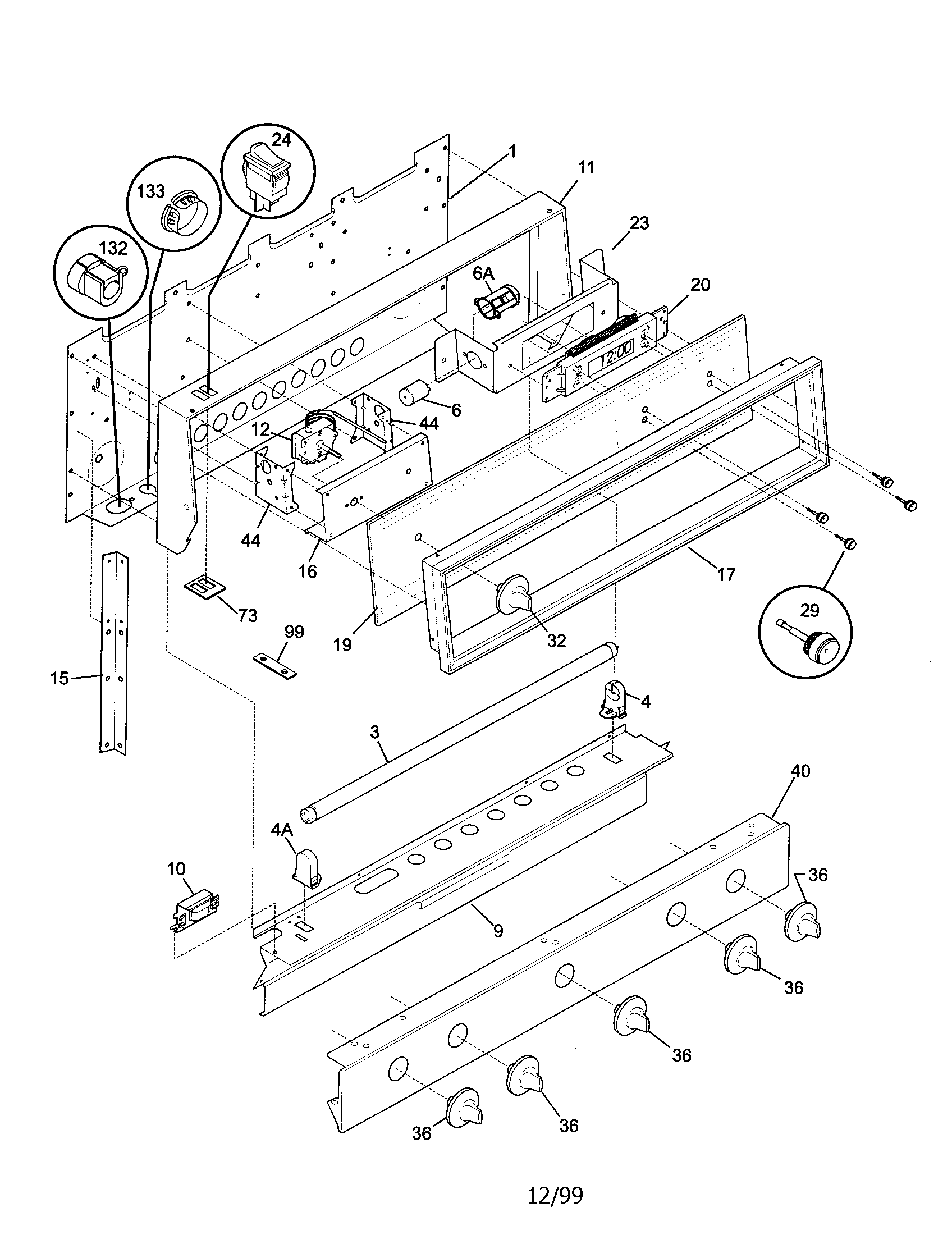 Tappan TGF645WFW4 backguard diagram
