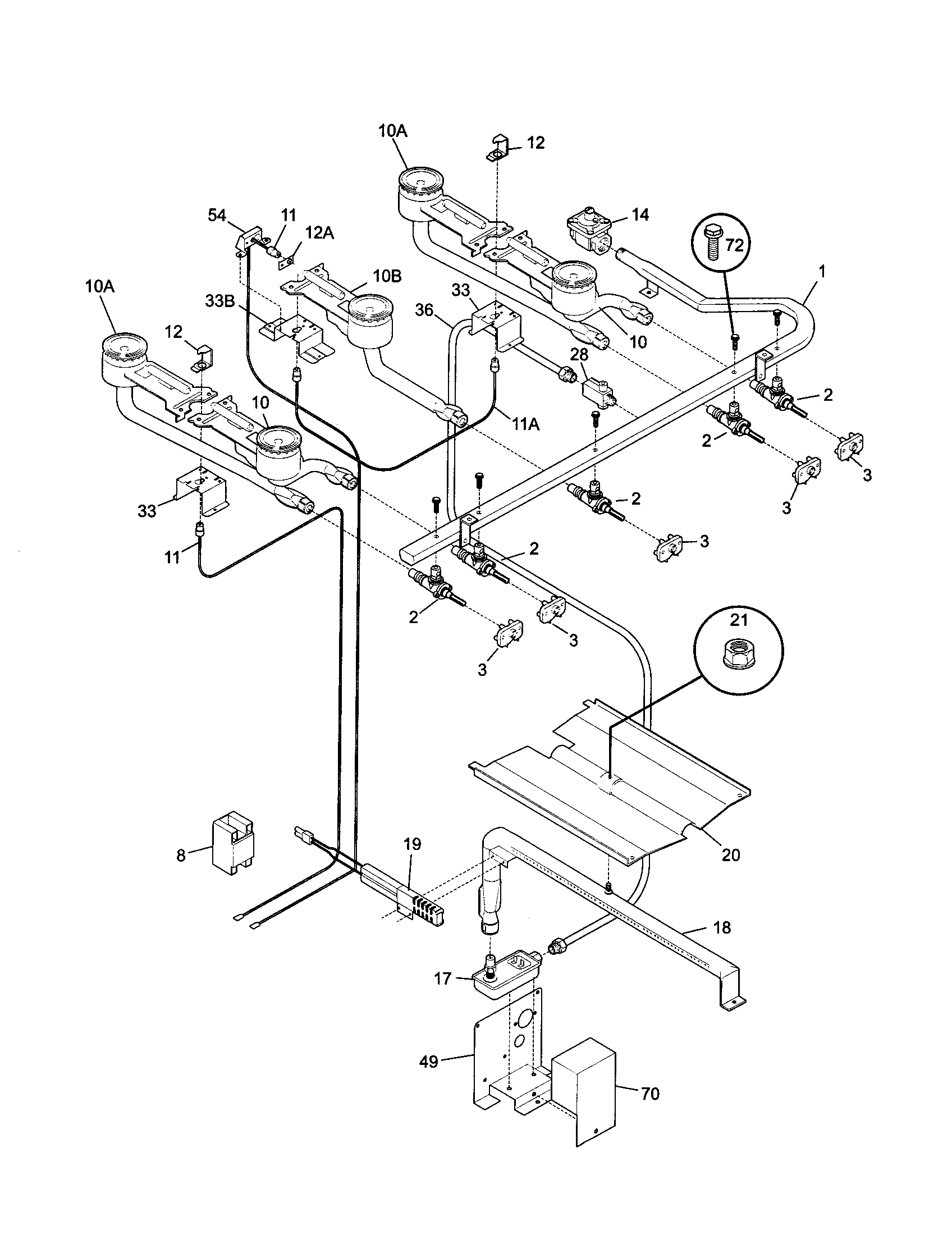 Tappan TGF645WFW4 burner diagram