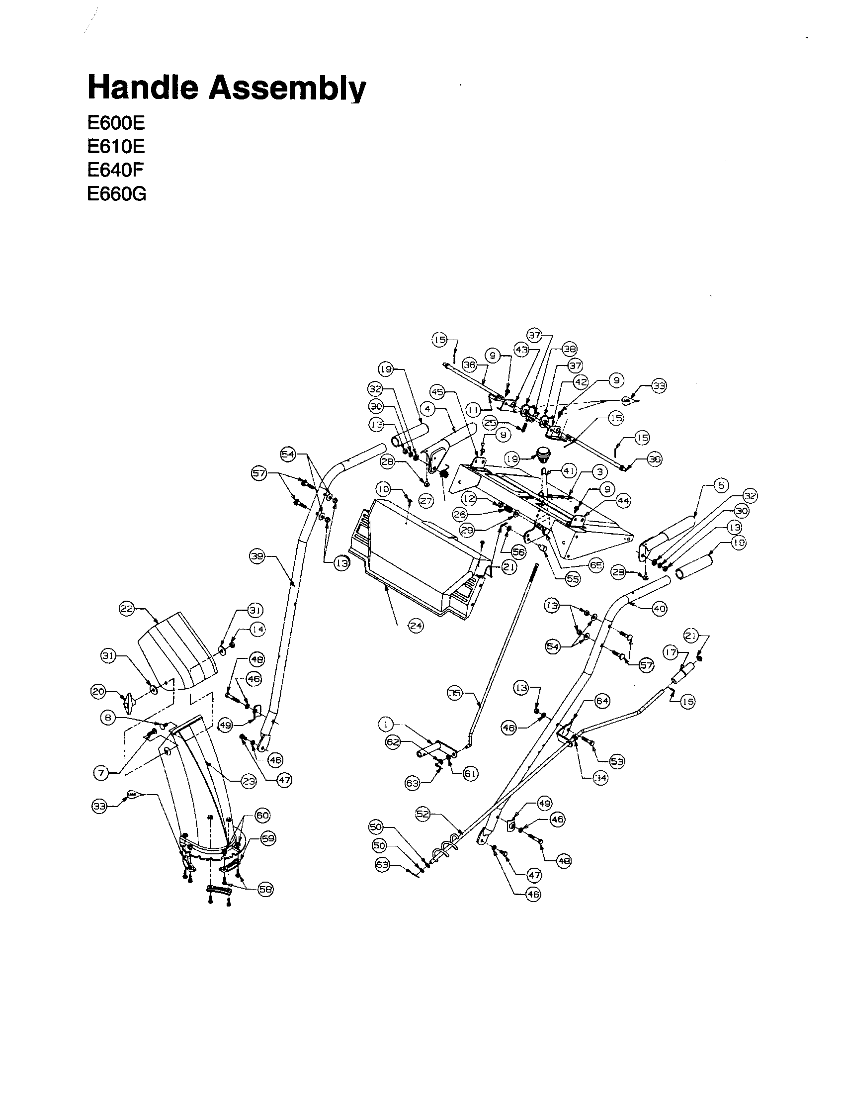 MTD 31AE600E020 handle assembly diagram
