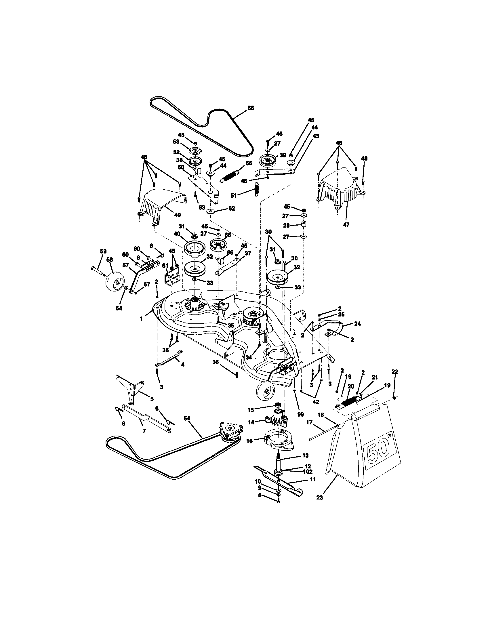 Craftsman 917273100 mower deck diagram