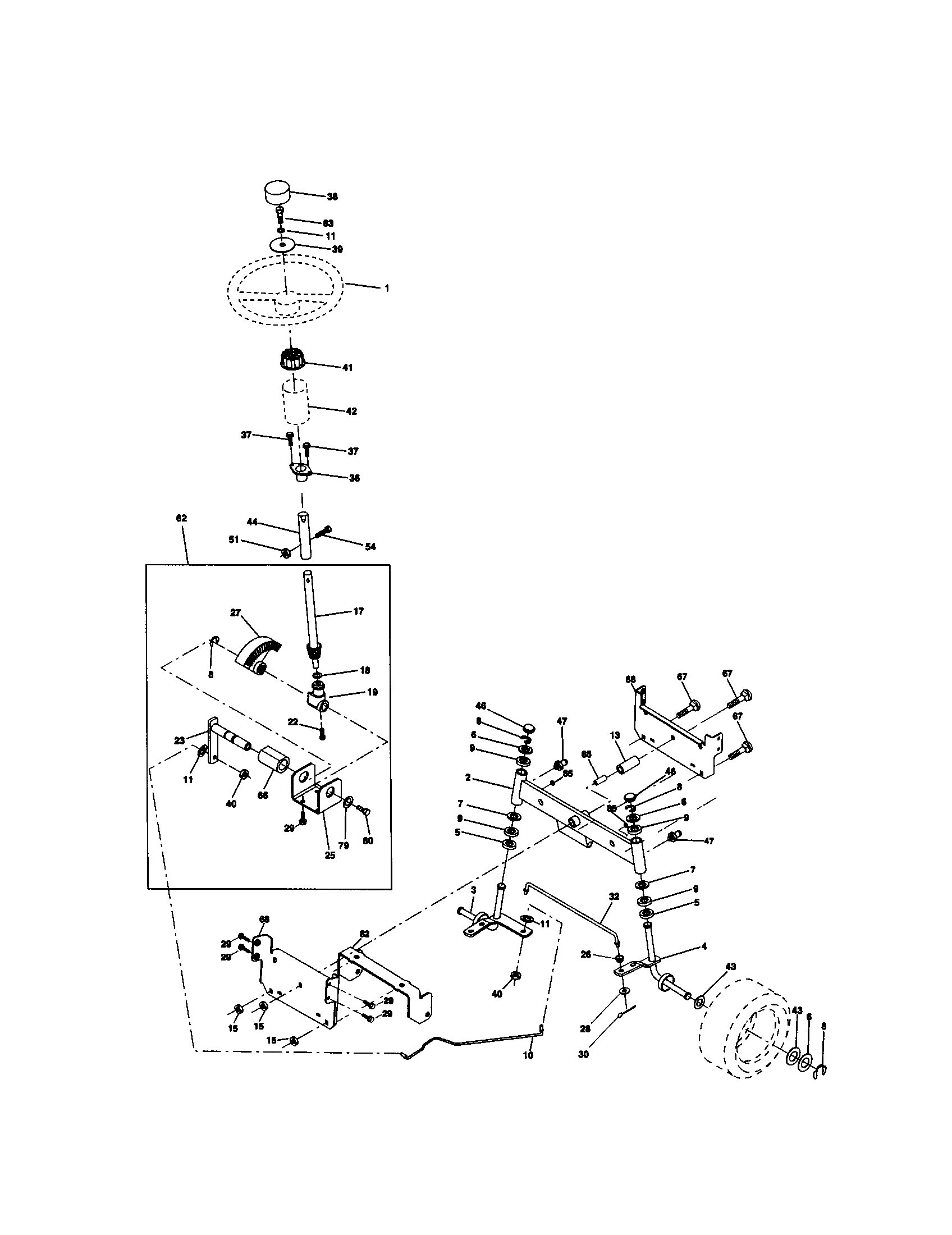 Craftsman 917271050 steering assembly diagram