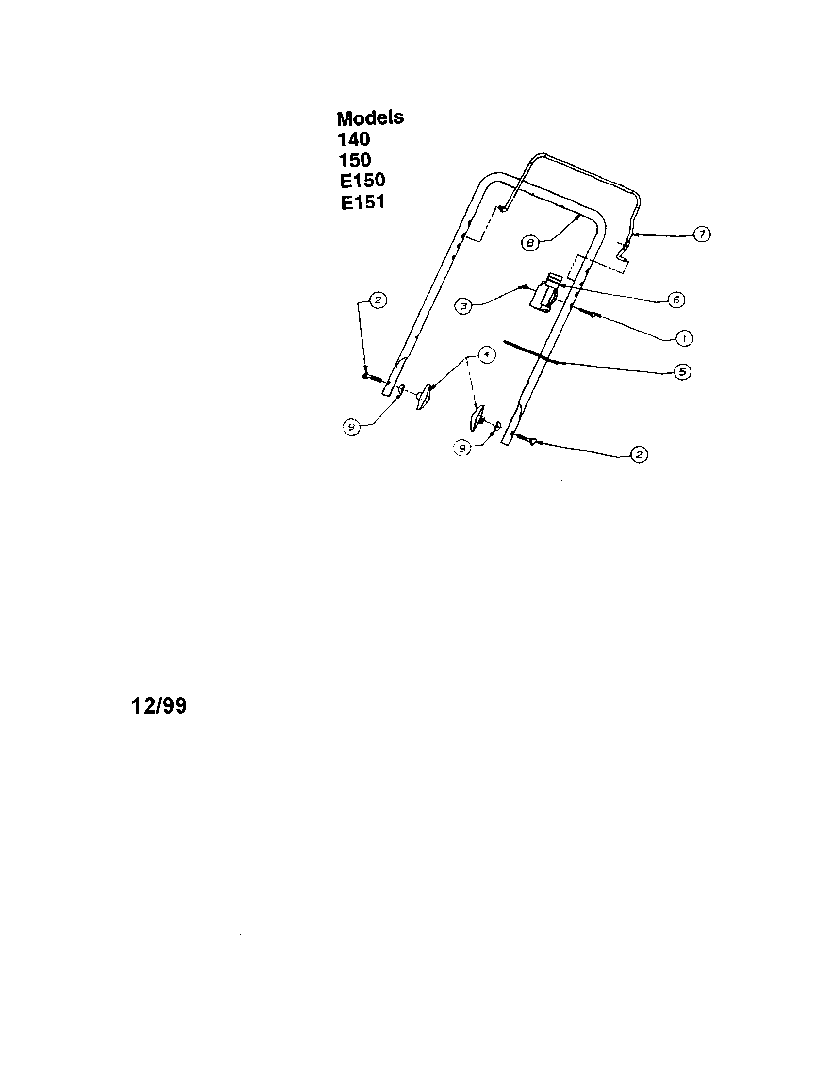 MTD E151 handle assembly control diagram