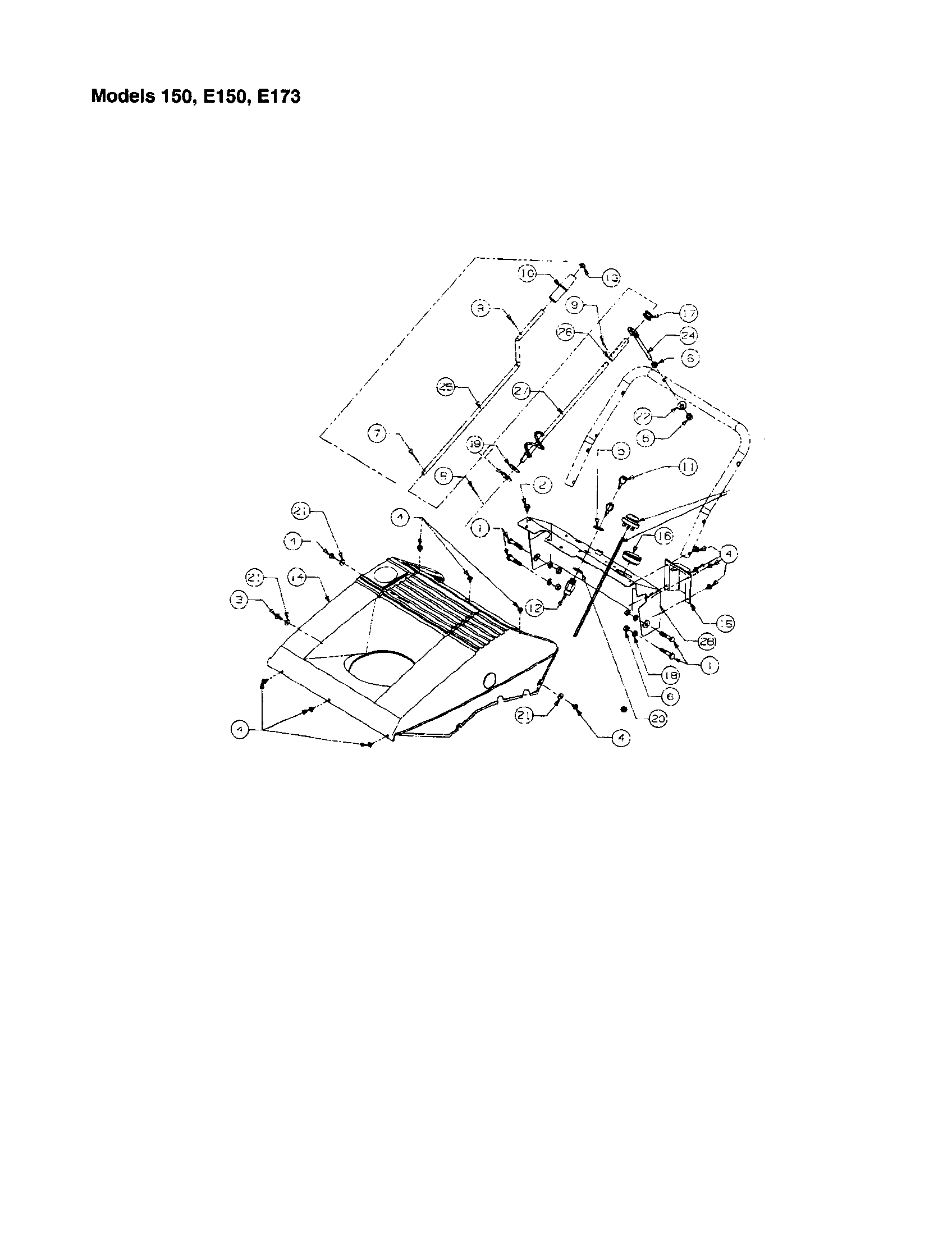 MTD E151 crank-chute-lower-upper diagram
