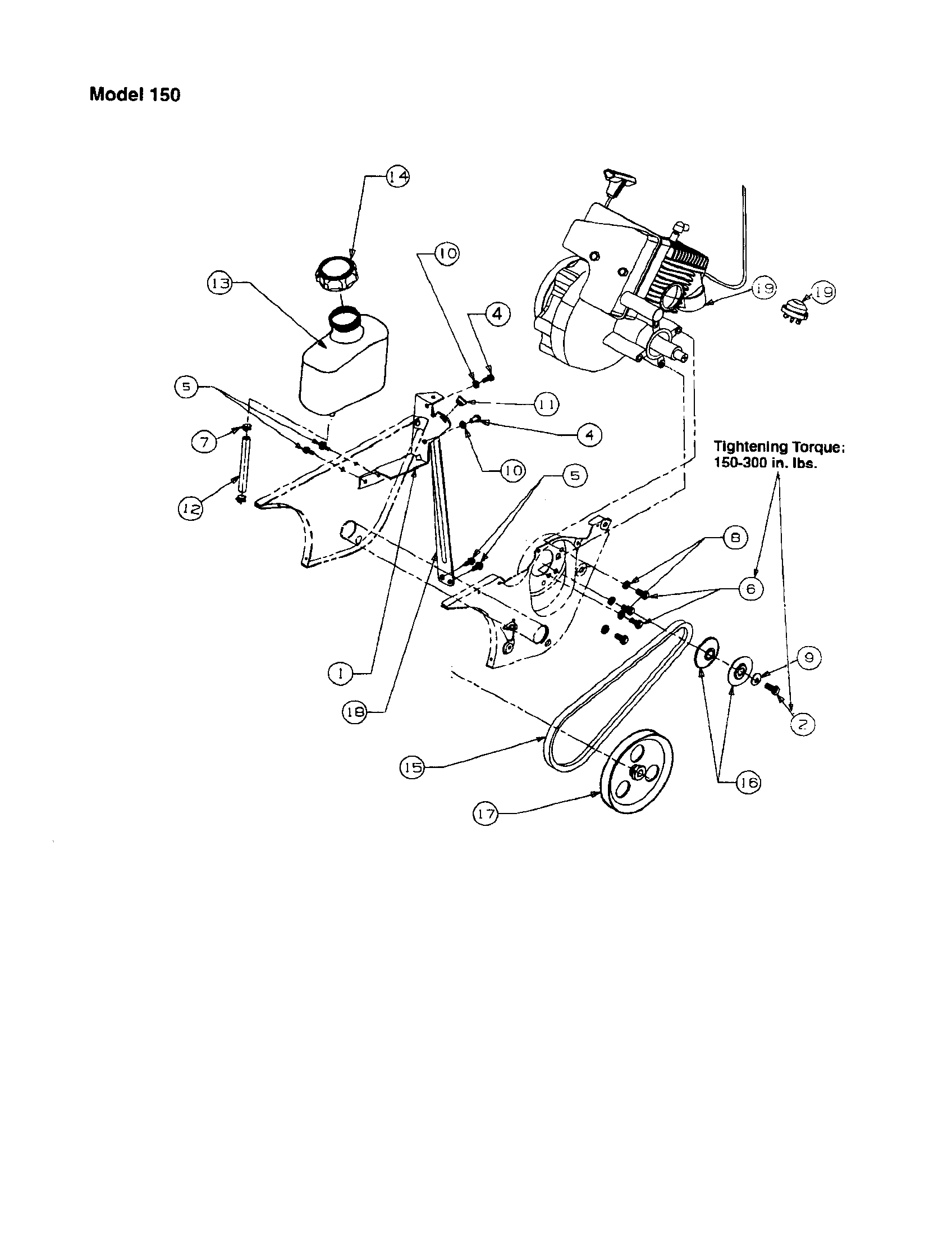MTD E151 16" fuel line hose diagram