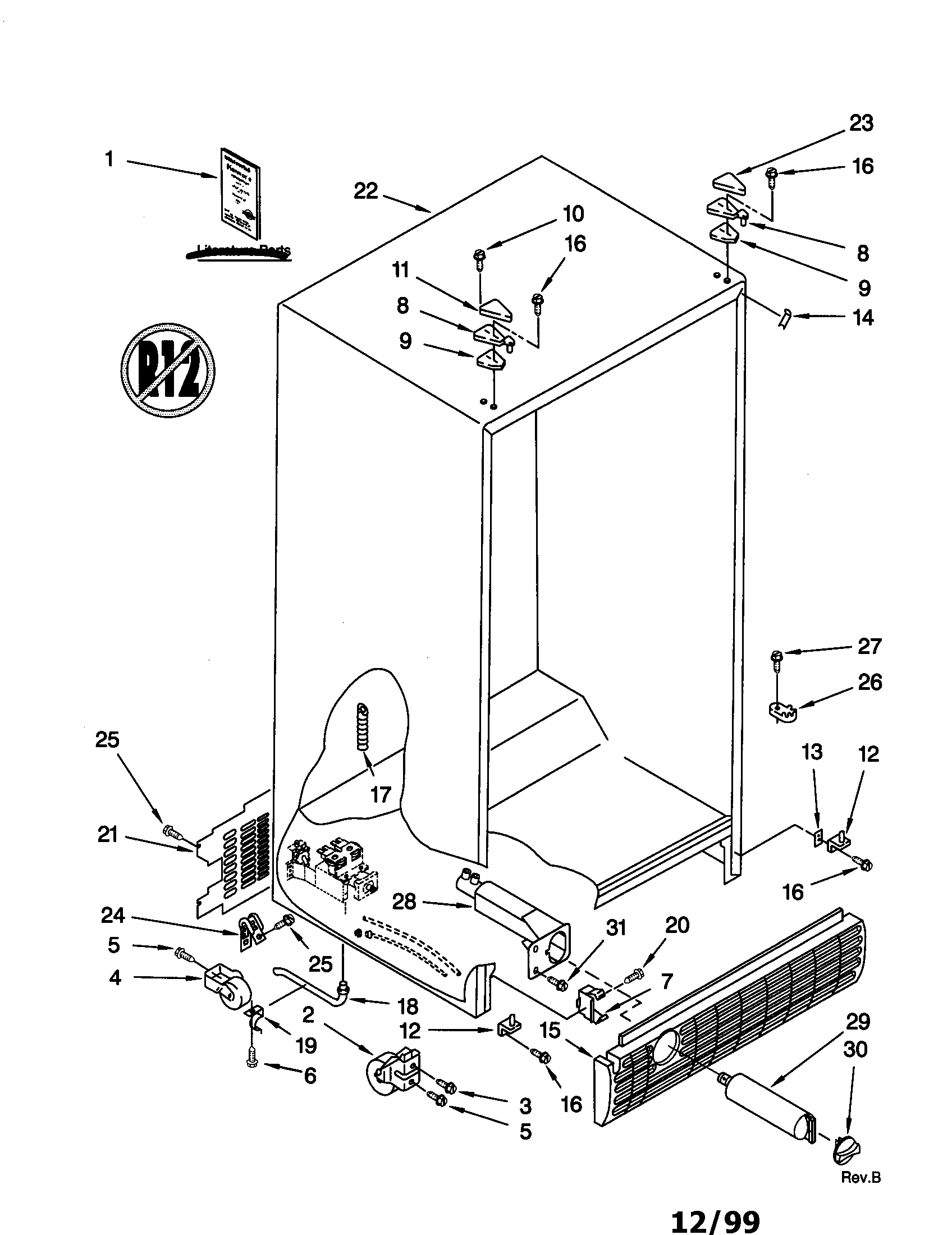 Kenmore 10658285890 cabinet diagram