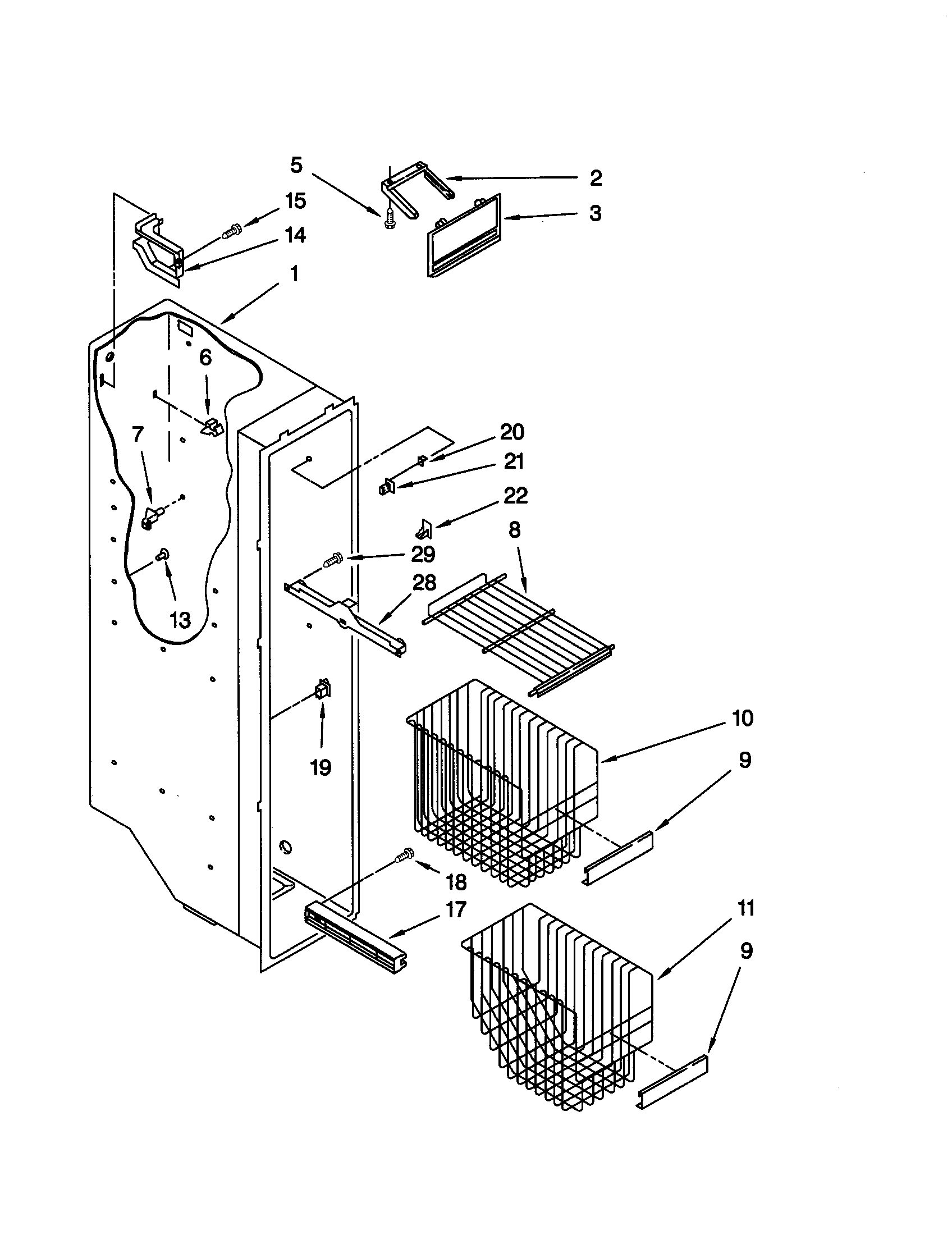 Kenmore 10658285890 freezer liner diagram