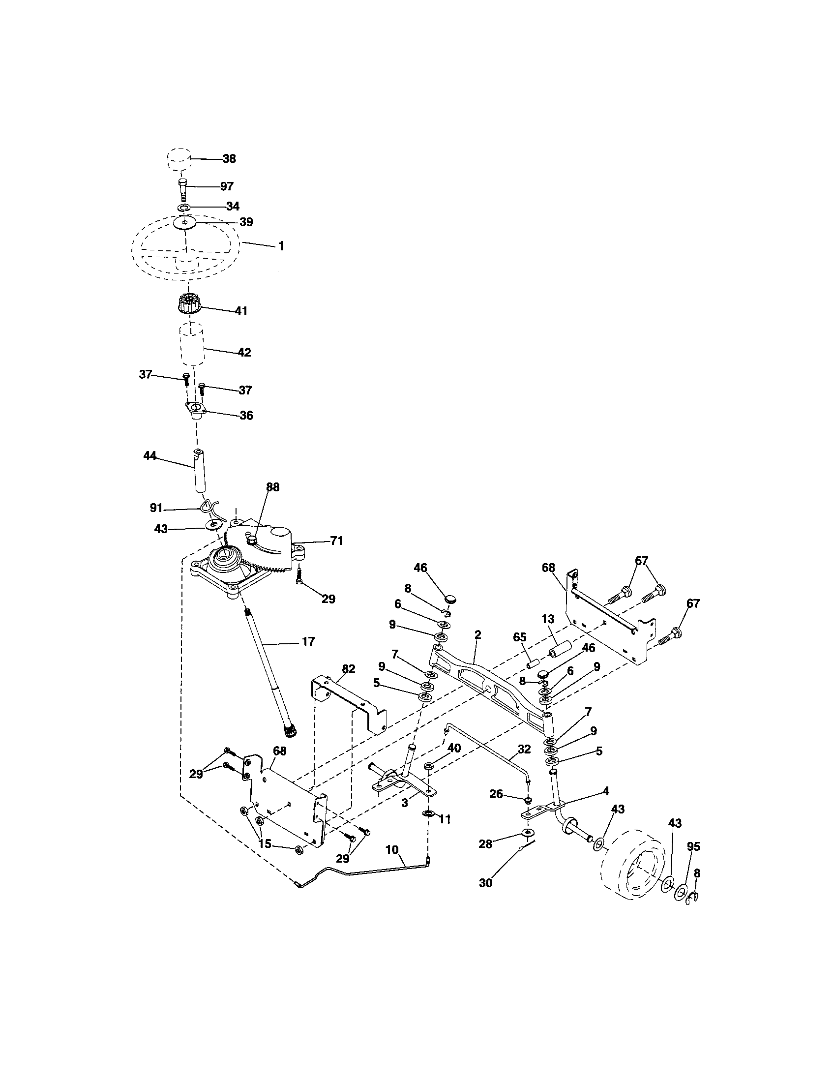 Craftsman 917287032 steering assembly diagram