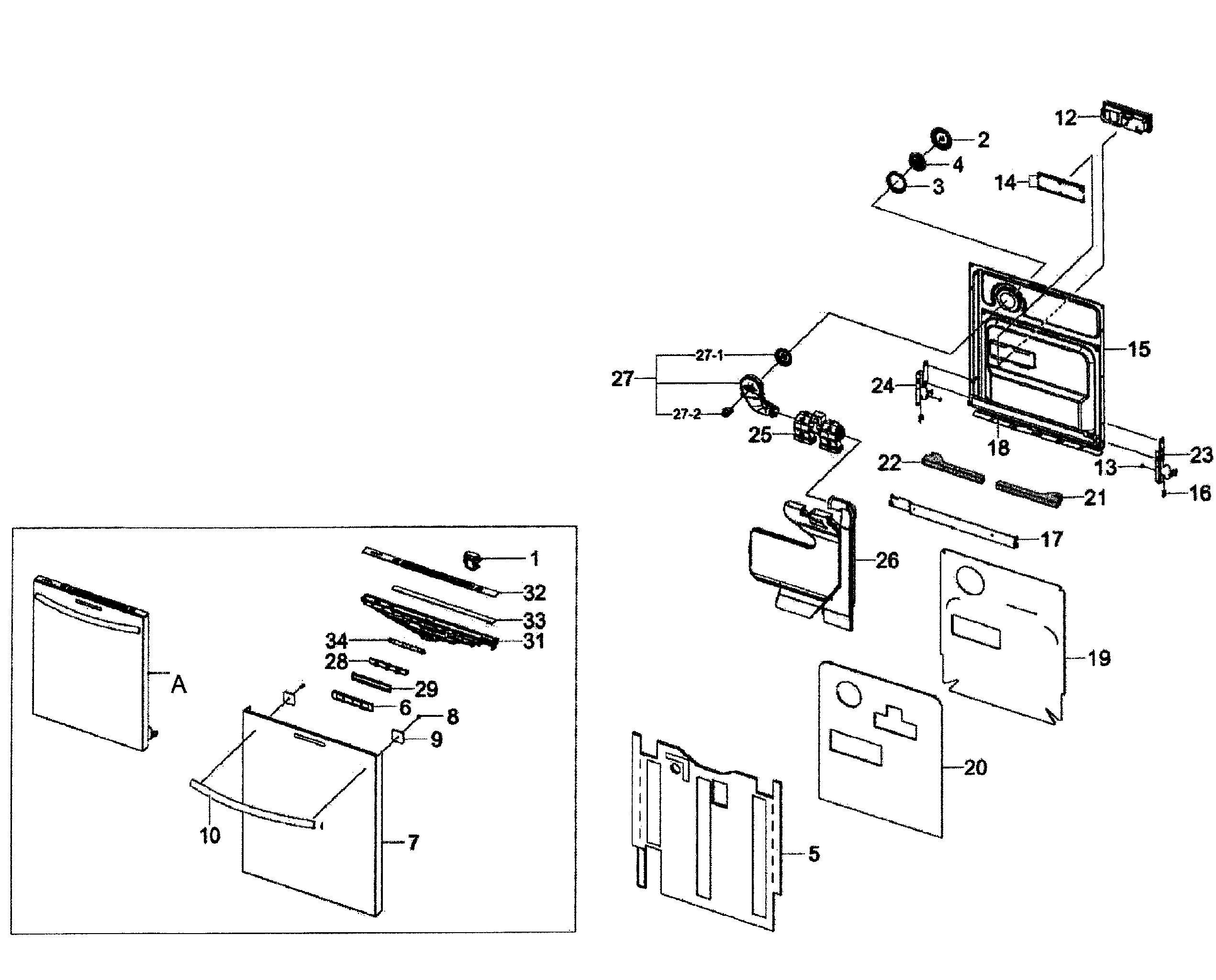 Samsung DW80F600UTS/AA-00 door assy diagram
