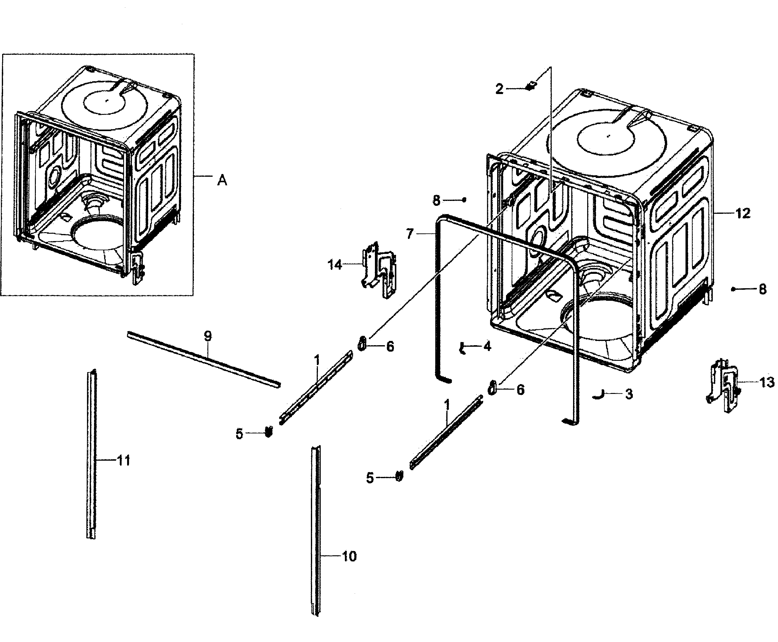 Samsung DW80F600UTS/AA-00 tub assy diagram