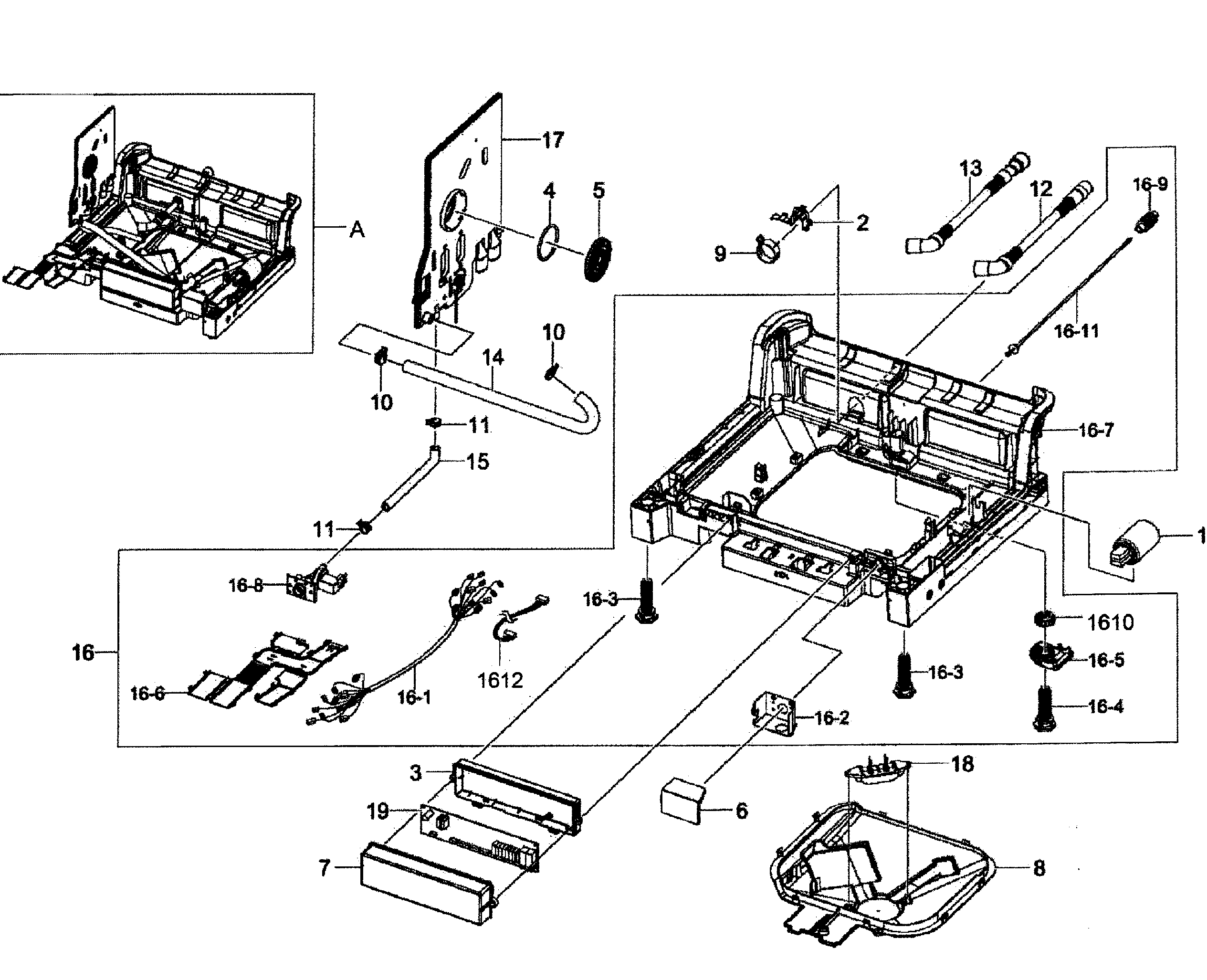 Samsung DW80F600UTS/AA-00 base assy diagram
