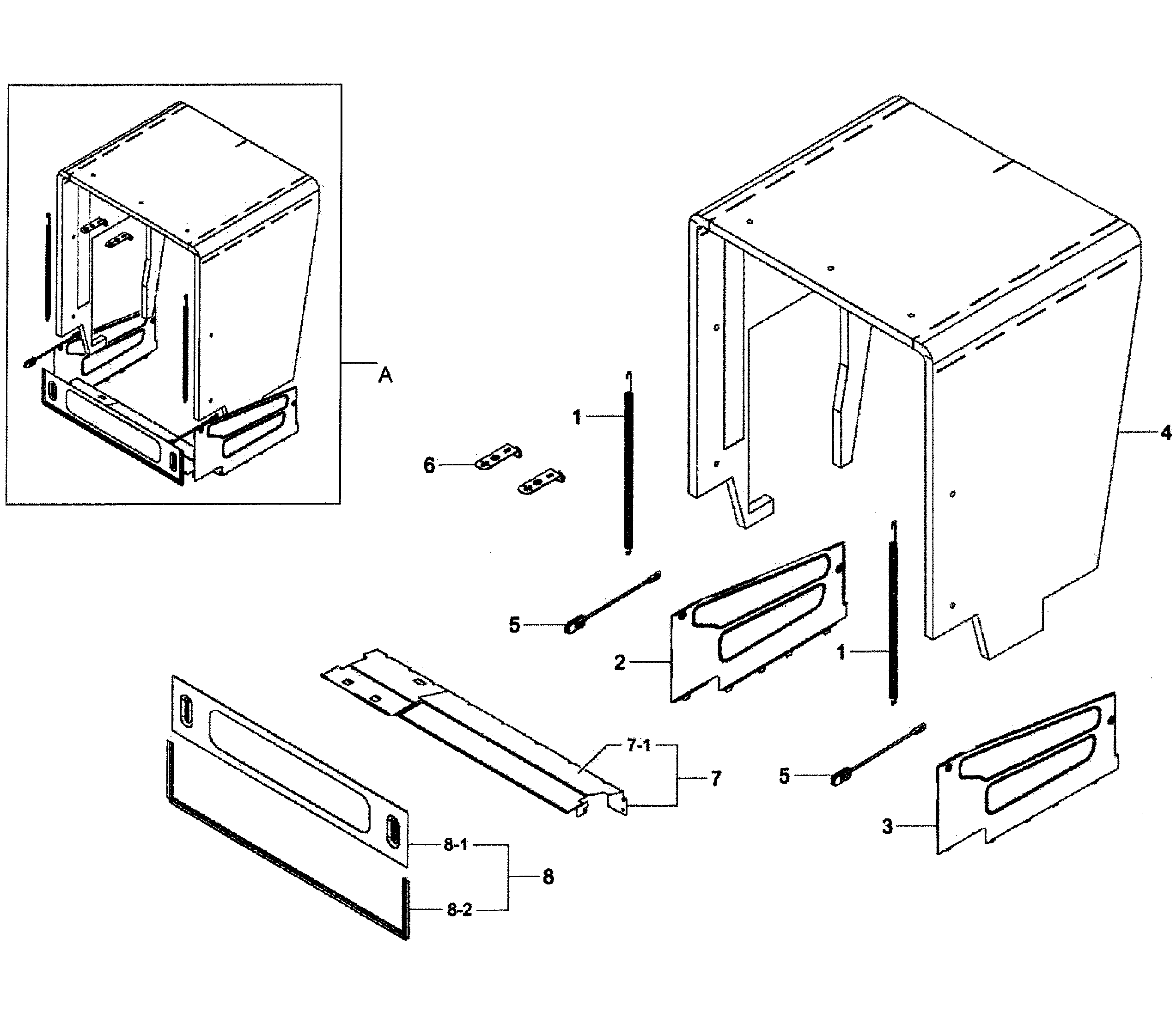Samsung DW80F600UTS/AA-00 case assy diagram