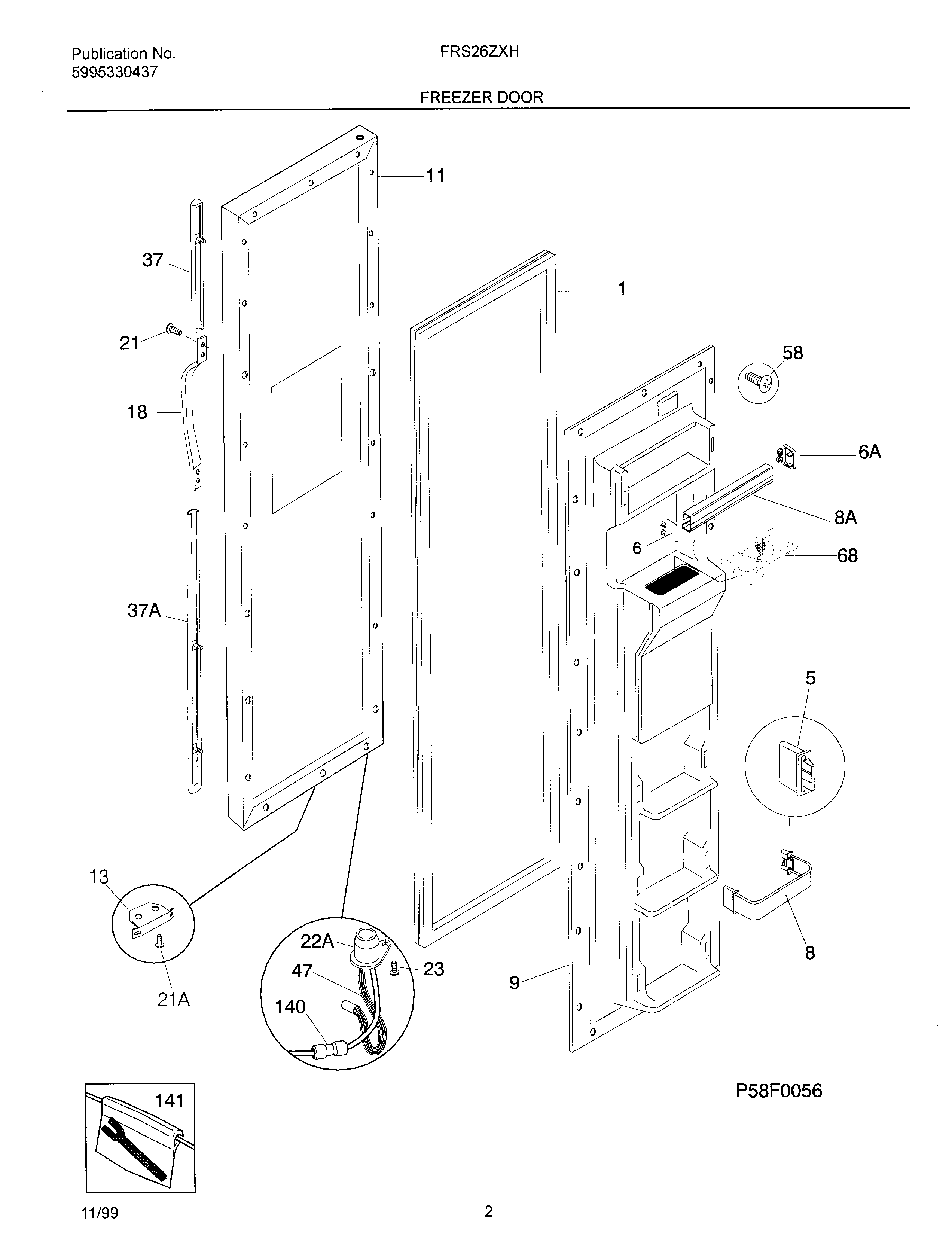 Frigidaire OEMF3-FRS26ZXHW1 frzr door diagram