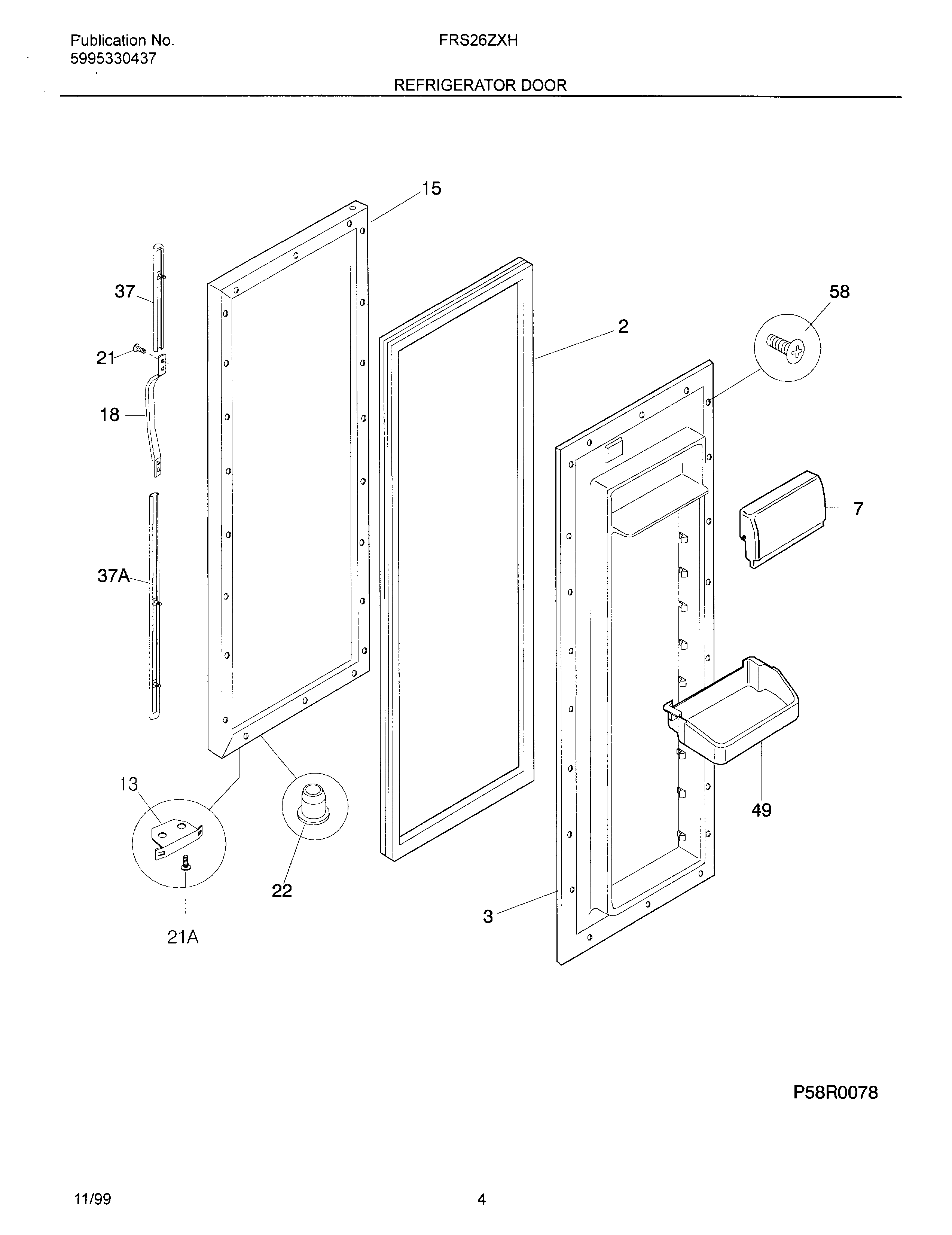 Frigidaire OEMF3-FRS26ZXHW1 refr door diagram