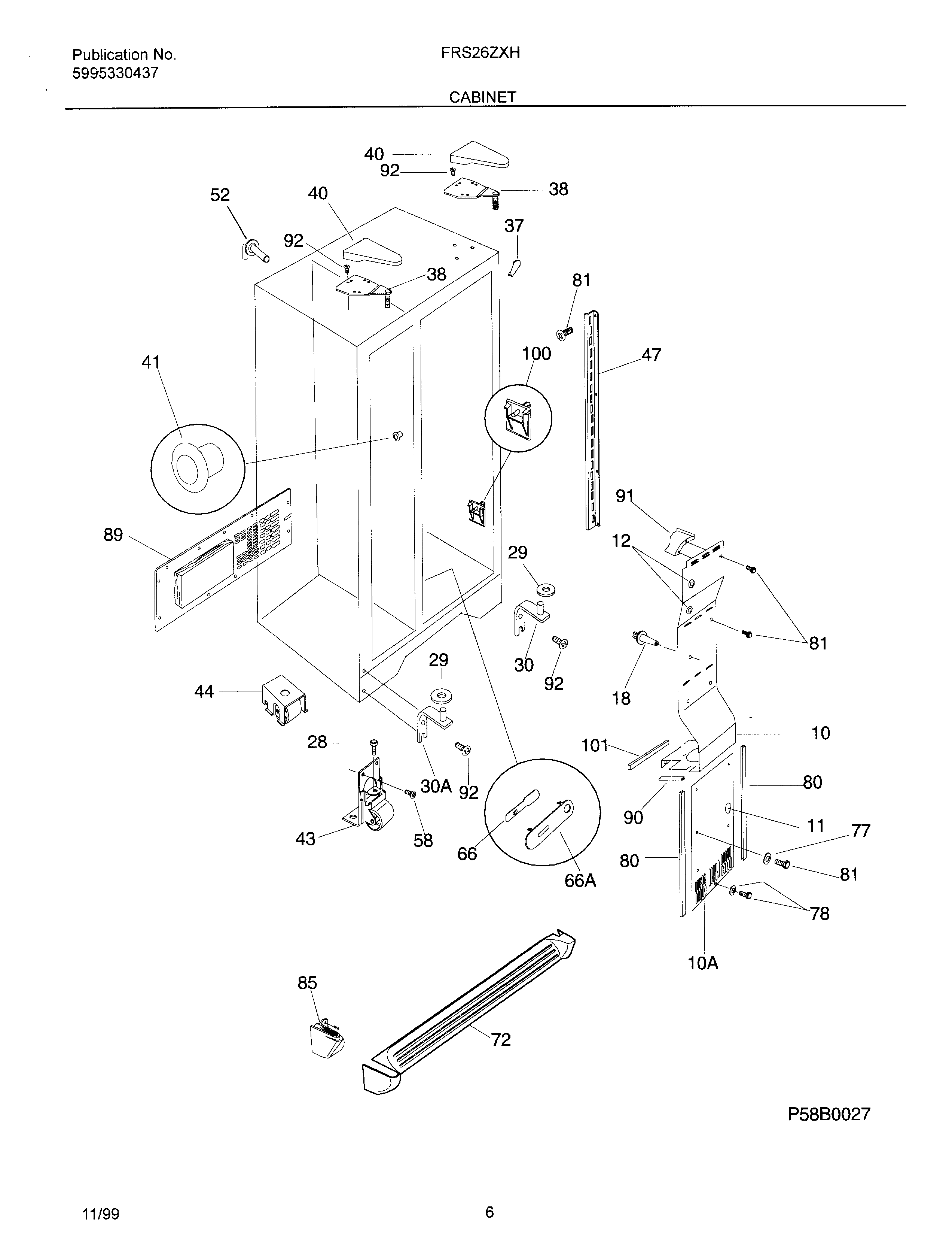 Frigidaire OEMF3-FRS26ZXHW1 cabinet diagram