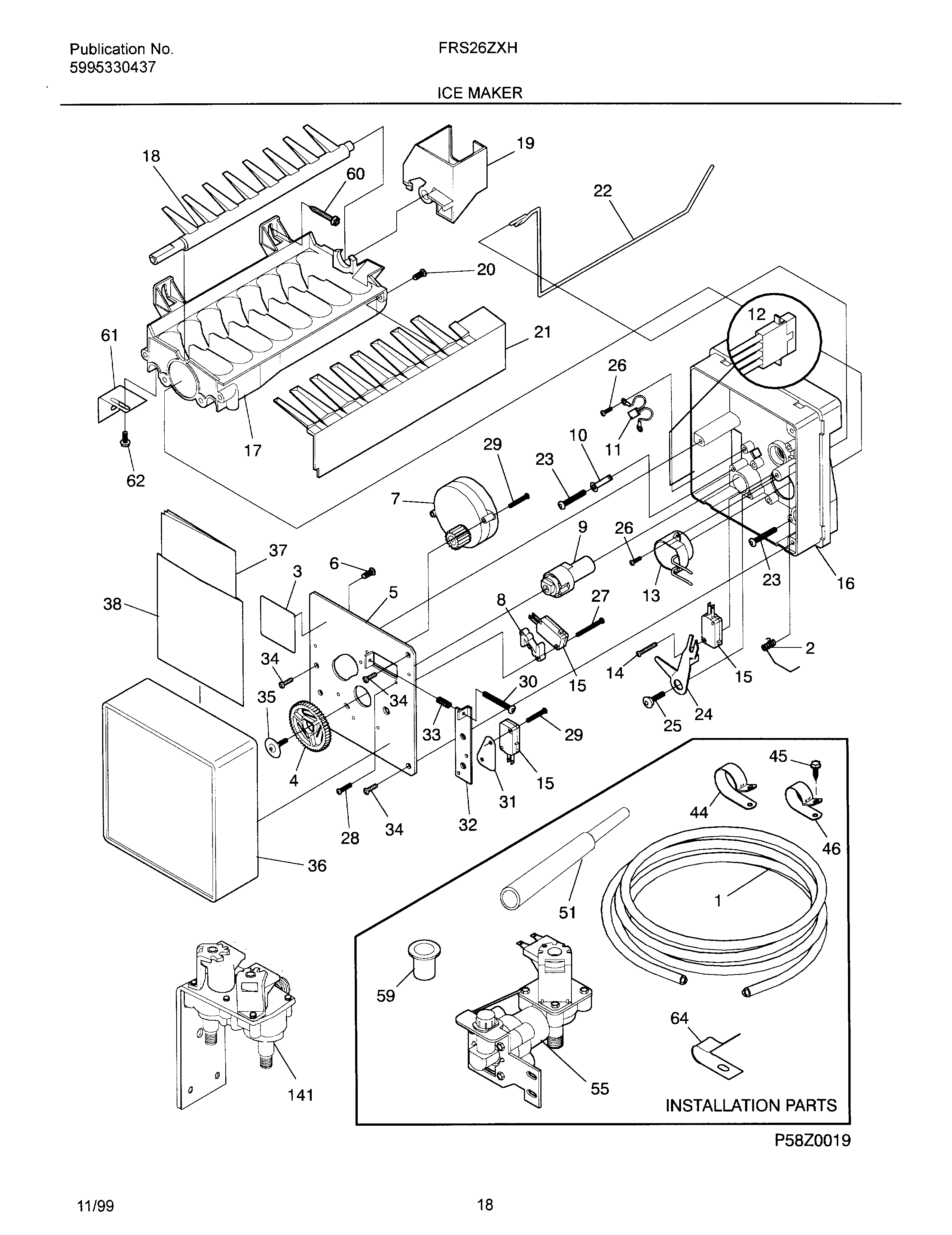 Frigidaire OEMF3-FRS26ZXHW1 ice maker diagram