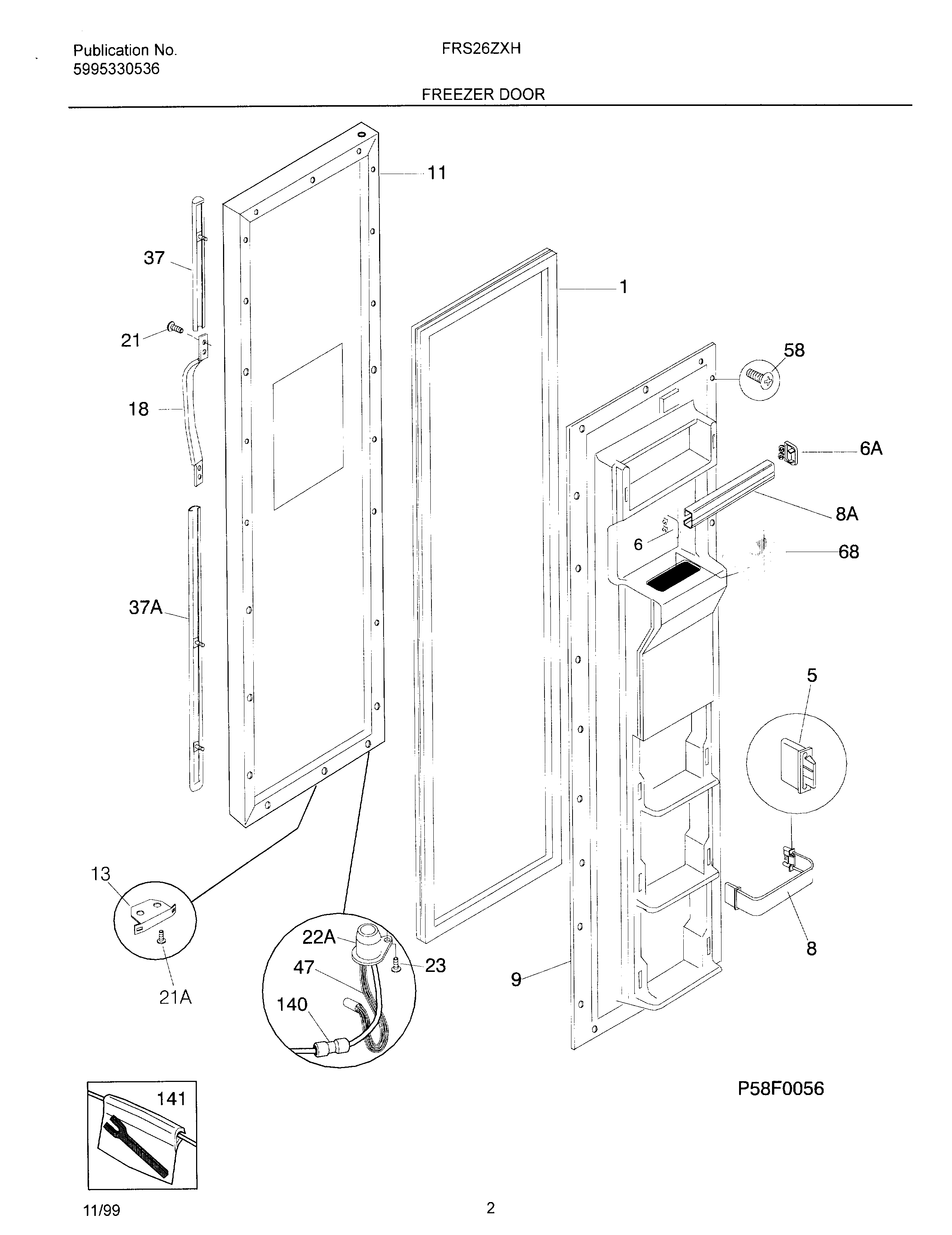 Frigidaire OEMF3-FRS26ZXHW2 frzr door diagram