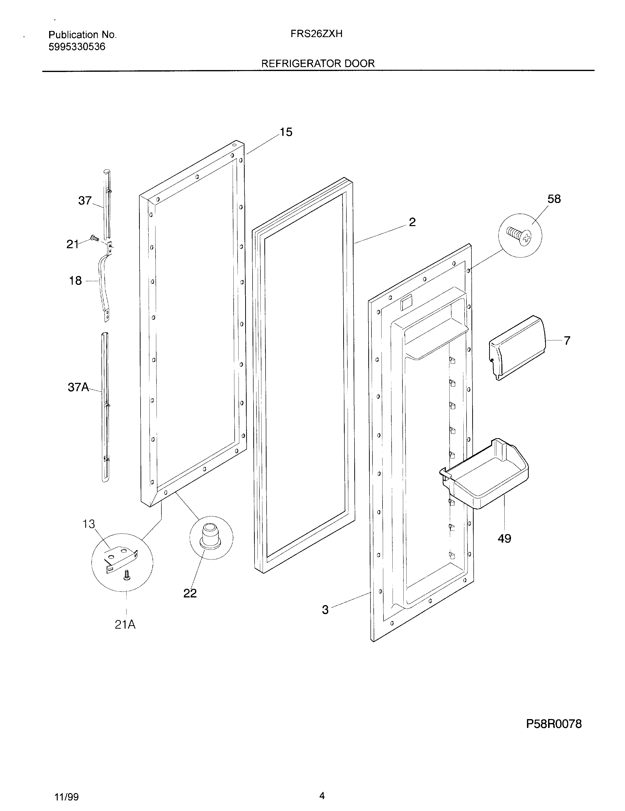 Frigidaire OEMF3-FRS26ZXHW2 refr door diagram