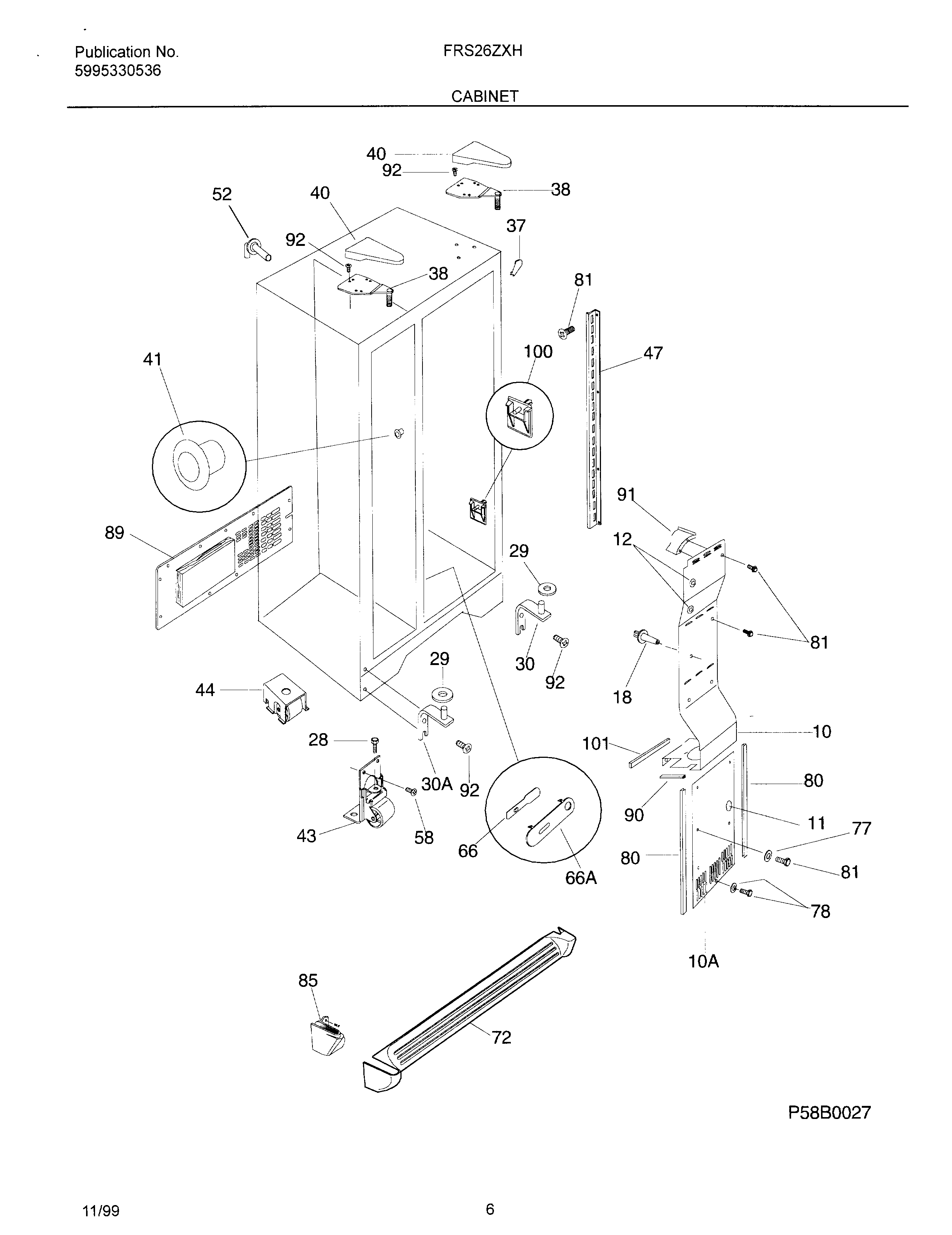 Frigidaire OEMF3-FRS26ZXHW2 cabinet diagram