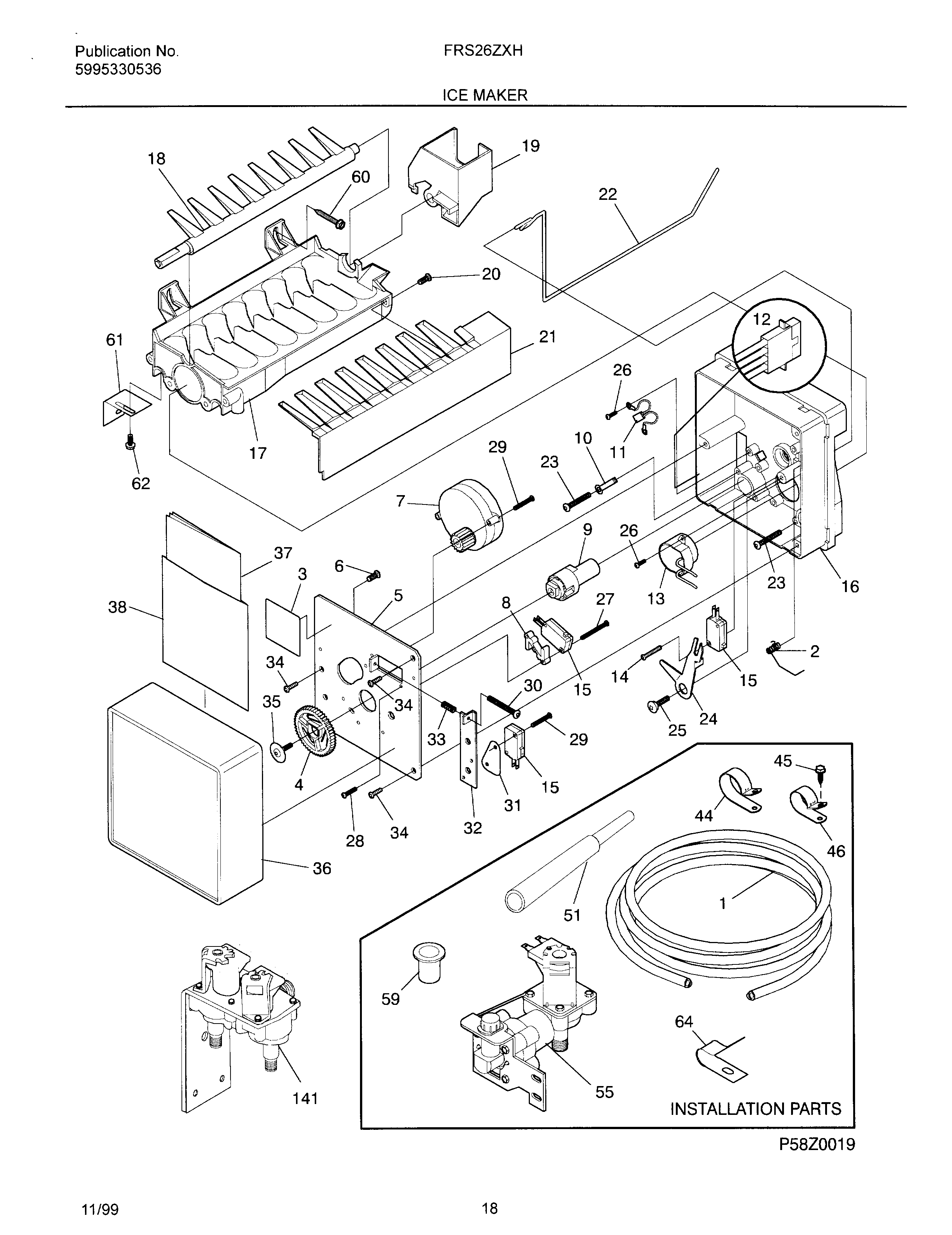 Frigidaire OEMF3-FRS26ZXHW2 ice maker diagram