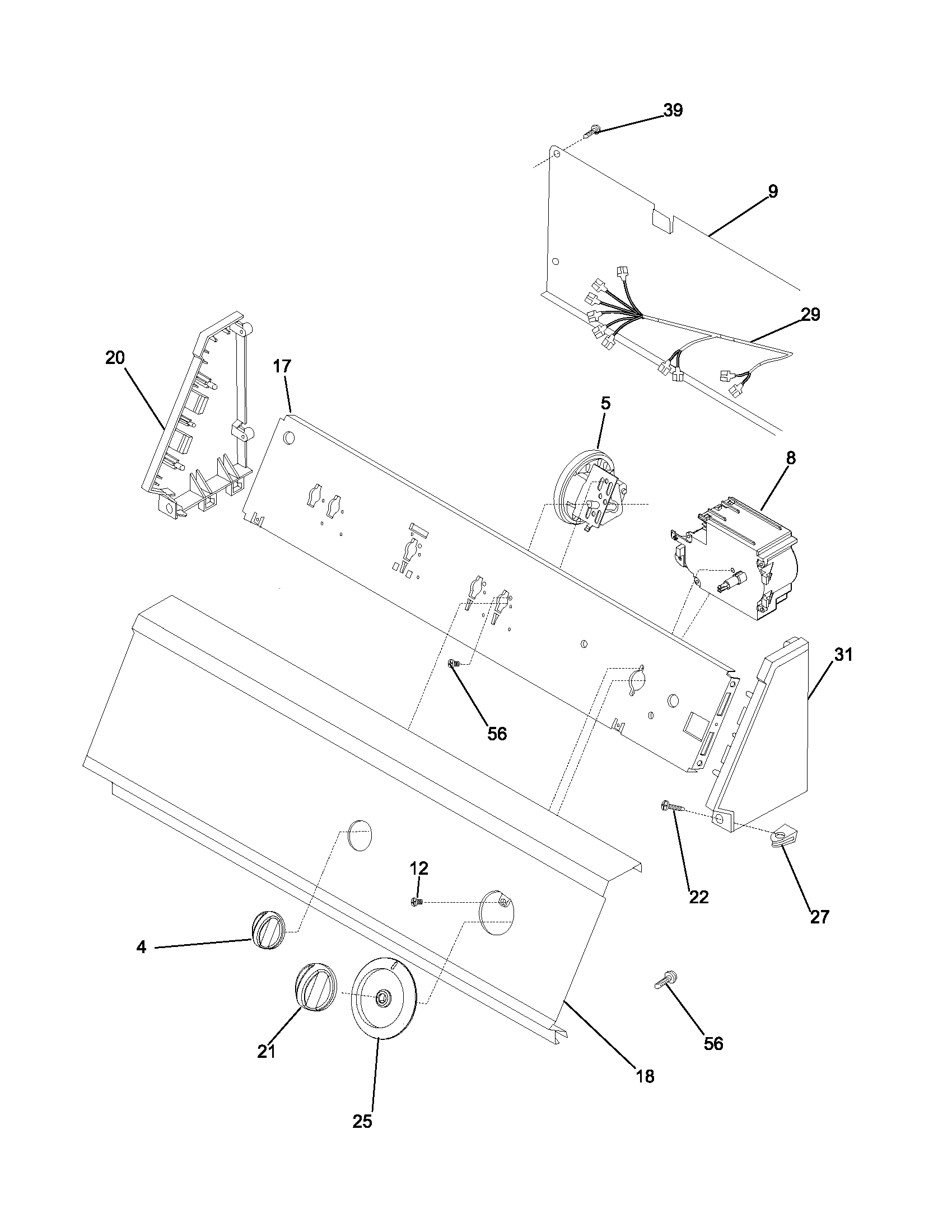 White-Westinghouse WWX223RED1 control panel diagram