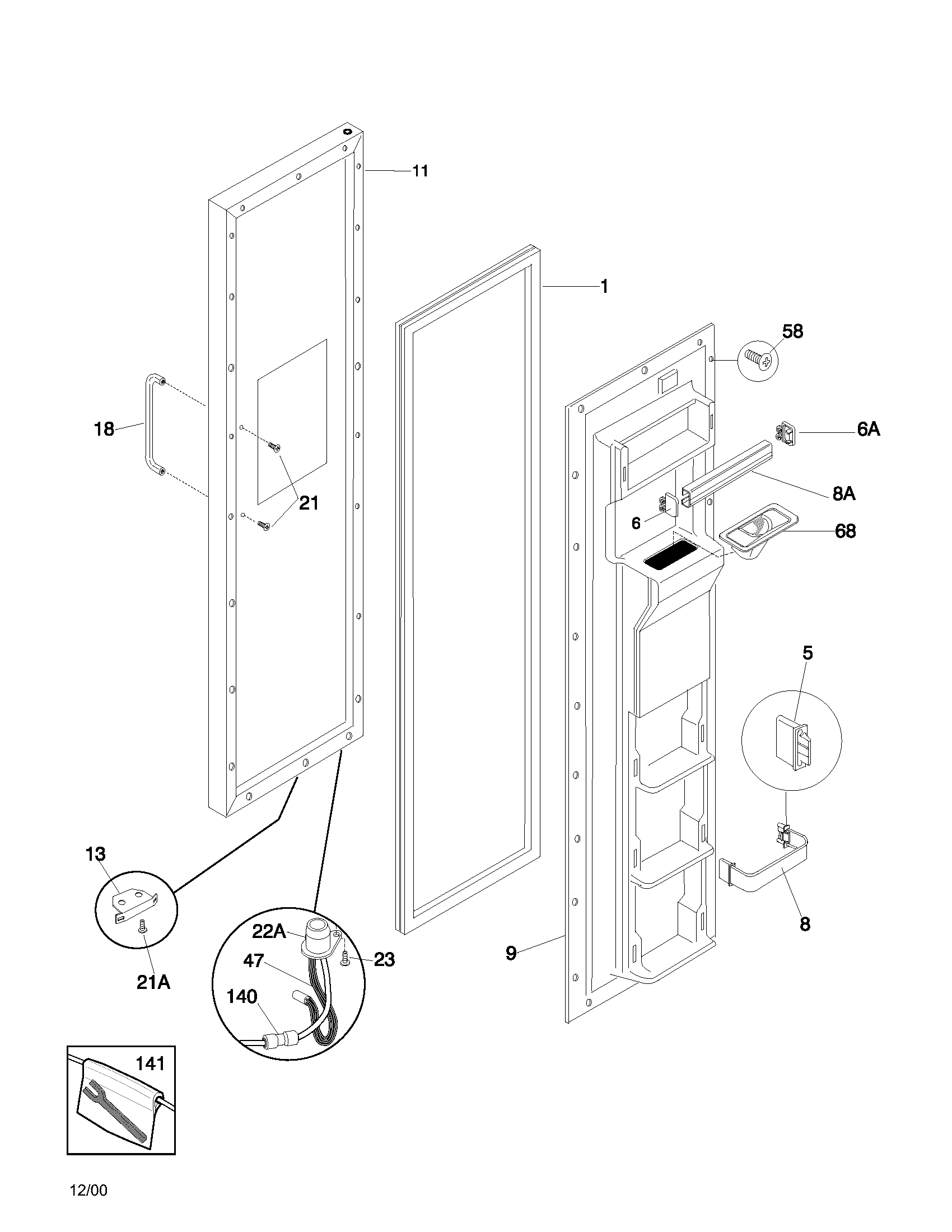 Frigidaire FRS26ZSHB5 freezer door diagram