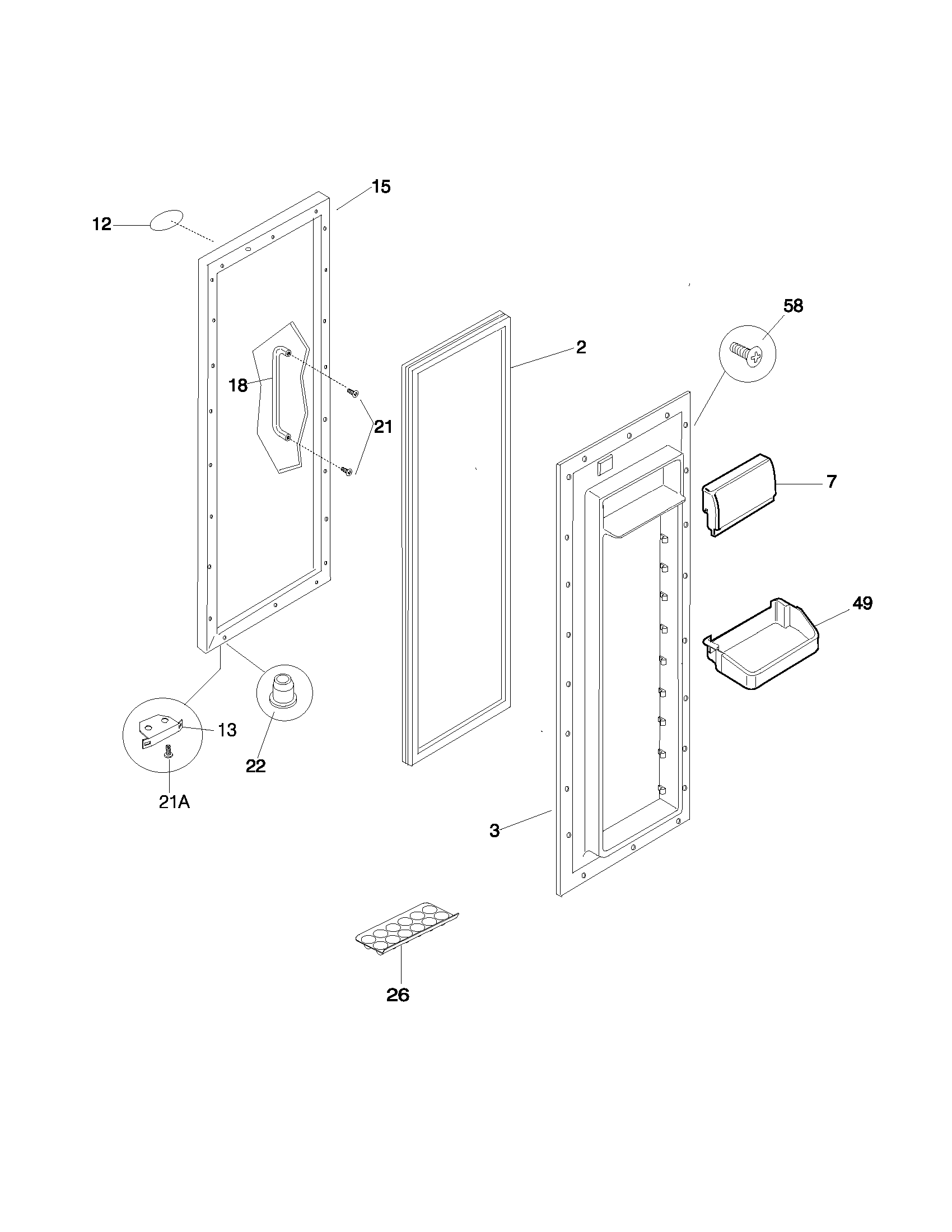 Frigidaire FRS26ZSHB5 refrigerator door diagram